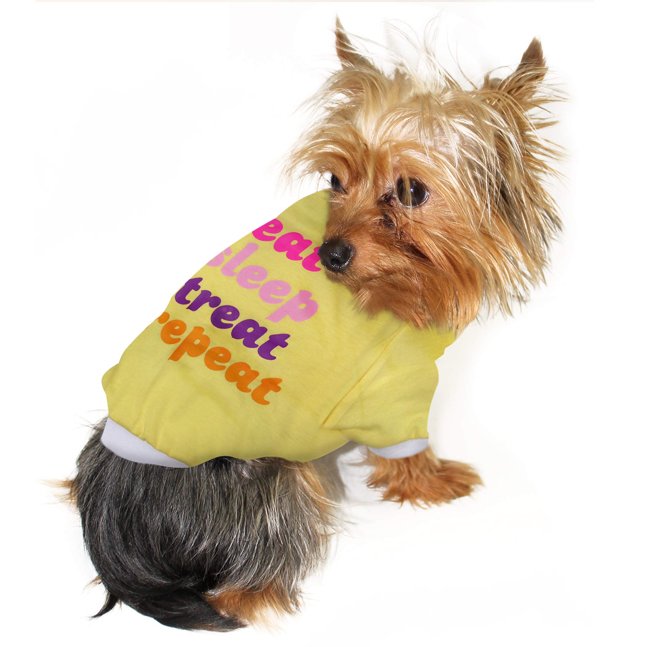 Laur Diy Pet Tee Shirt - Eat Sleep Treat Repeat - Laurdiy Dog Shirt, X-Small