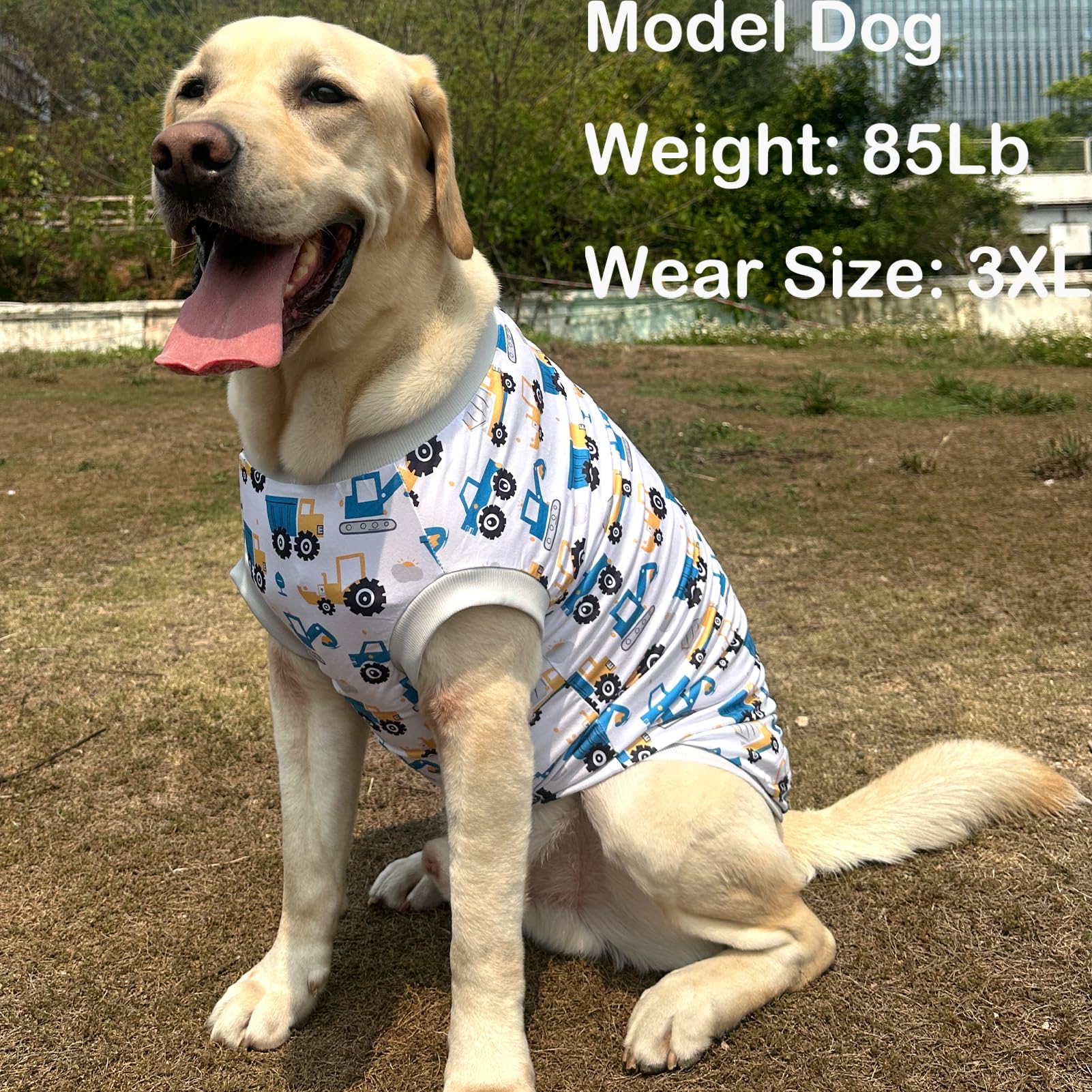 Dog Sleeveless T Shirt Excavator Prints Vest Shirt Soft Stretchy Summer Clothes For Large Dog Boys Girls Shirt X-Large,White