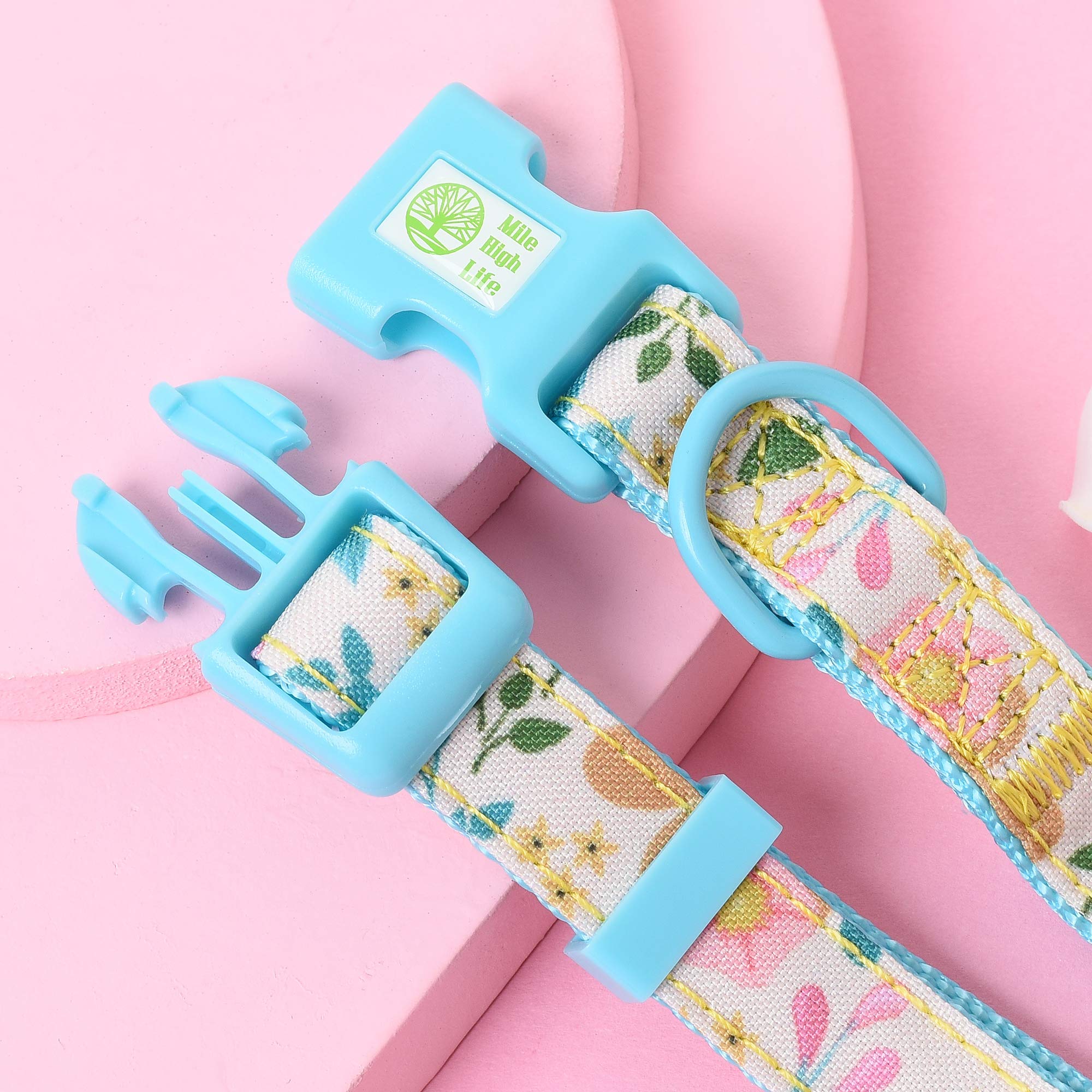 Mile High Life | Cute Bandana Collar | Soft Poly Cotton Fabric Collars For Medium Dogs | Flower & Fruit Pattern (Wild Flowers, B