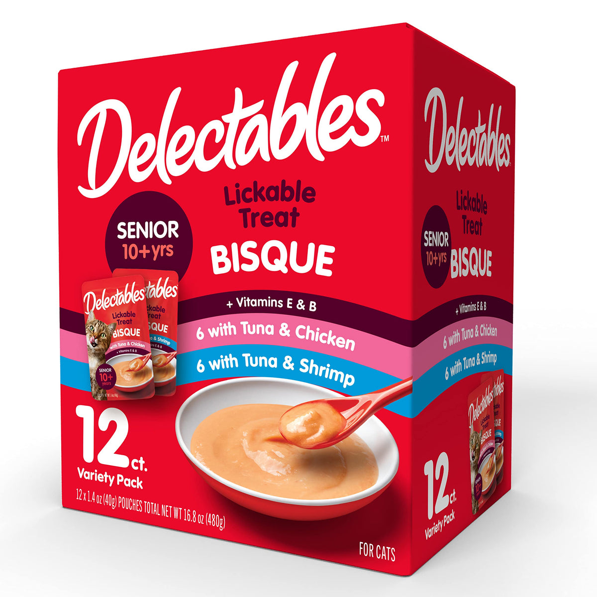 Hartz Delectables Bisque Lickable Wet Cat Treats For Senior Cats, Senior Variety 12 Countt