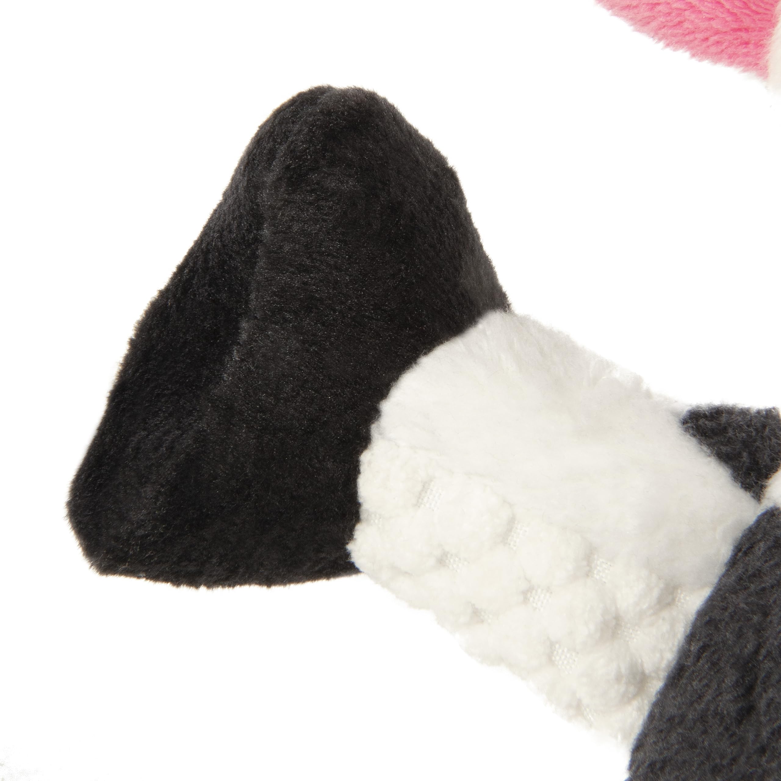 Godog Checkers Sitting Cow Squeaky Plush Dog Toy, Chew Guard Technology - White, Small