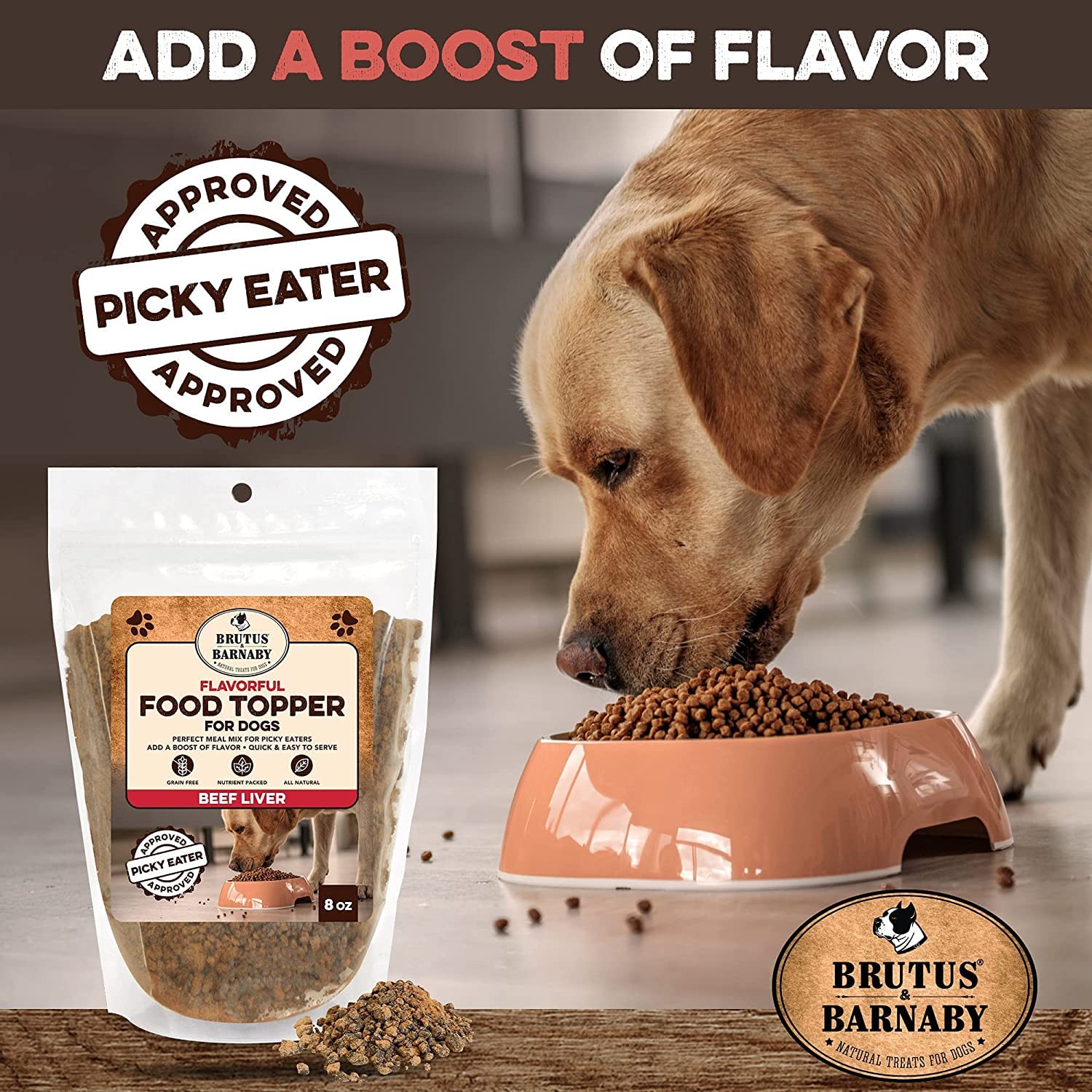 BRUTUS & BARNABY Dog Food Topper - Beef Liver - Enhance Your Dogs Meal with This Flavor Packed Mix - Sprinkle On Dog Food Flavor