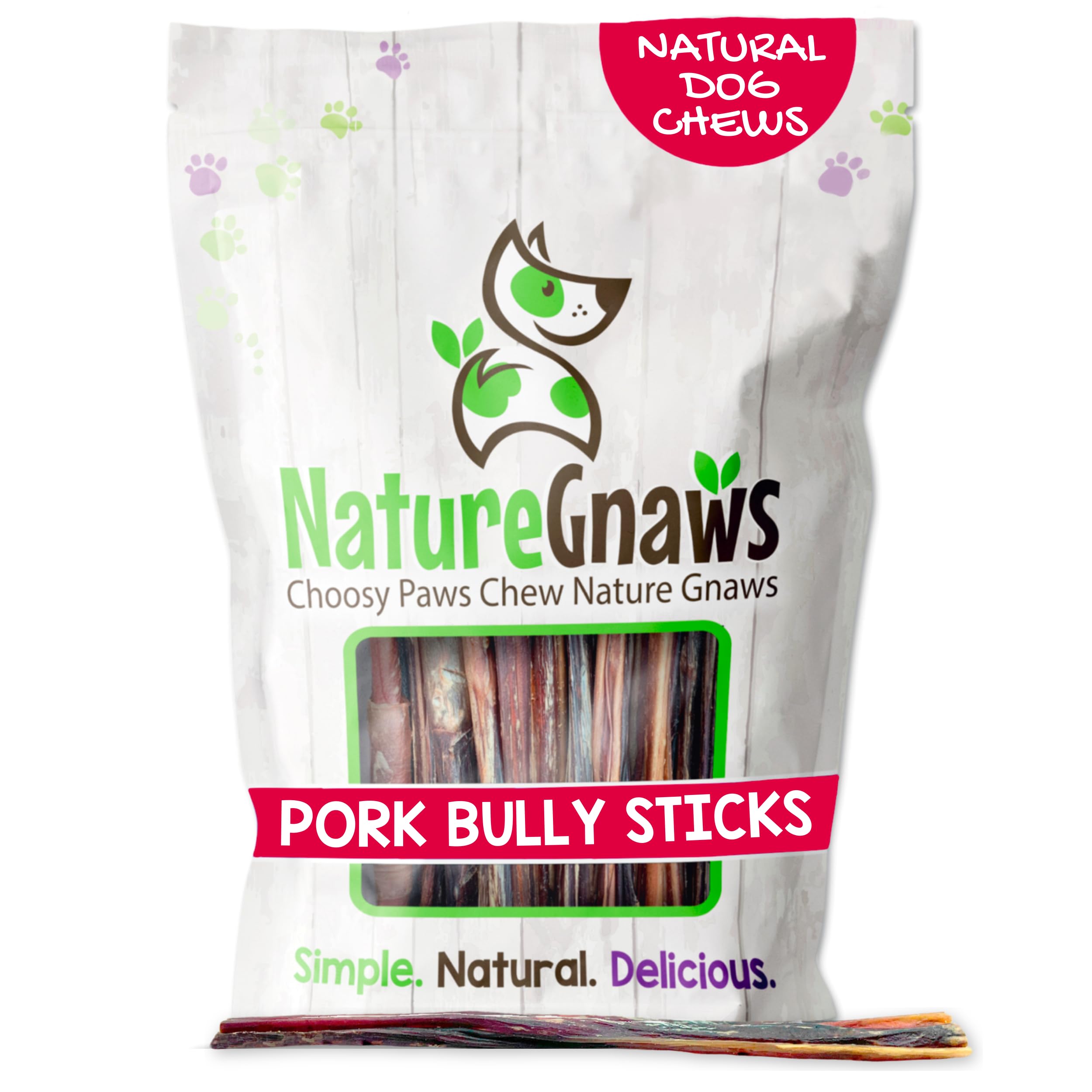 Nature Gnaws Pork Bully Sticks For Dogs - Premium Natural Dental Bones - Long Lasting Dog Chew Treats For Small Dogs & Puppies -