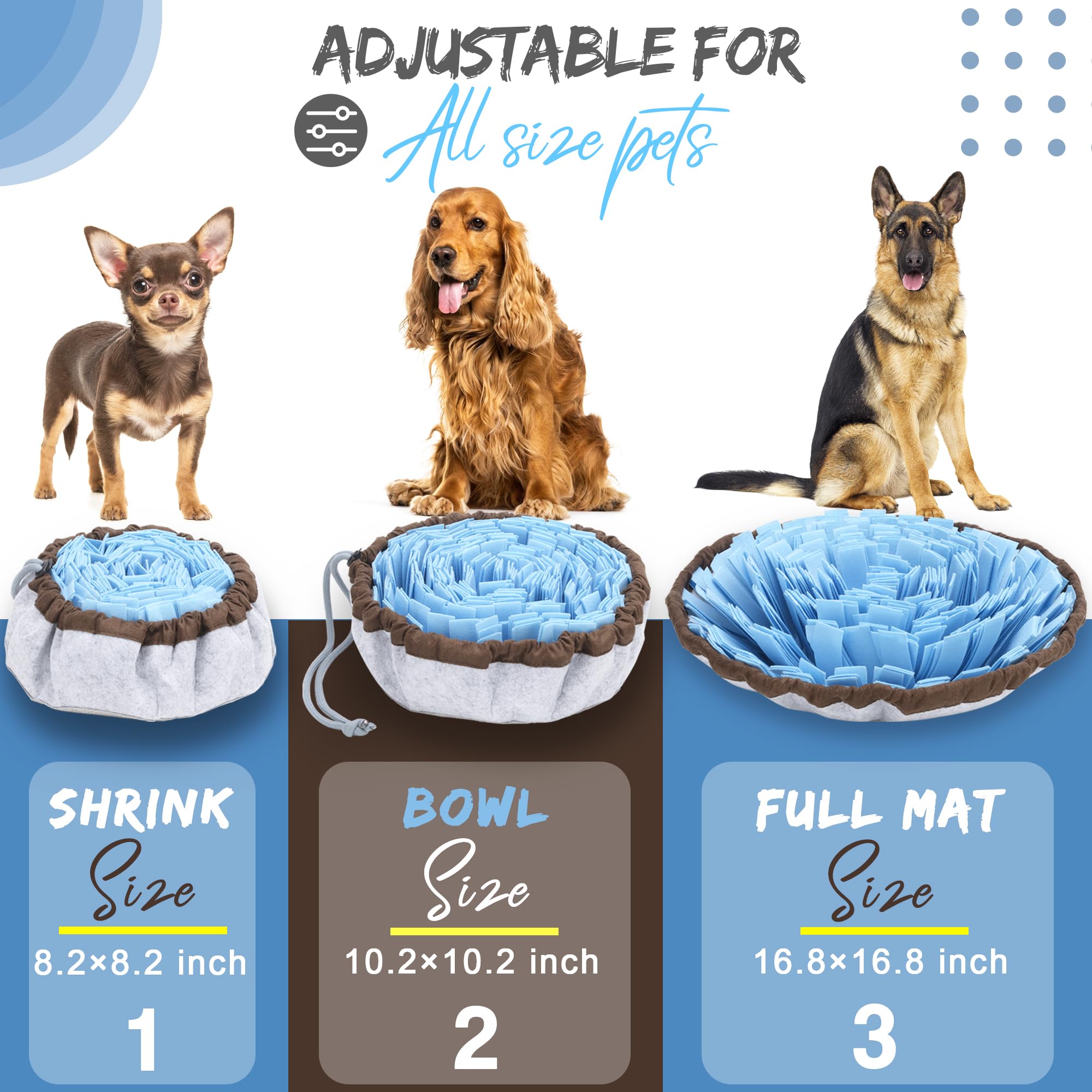 Friendly Barks 18    Adjustable Snuffle Mat Dogs with Training Clicker & Suction Cup - Puzzle Toy for Mental Stimulation & Slow