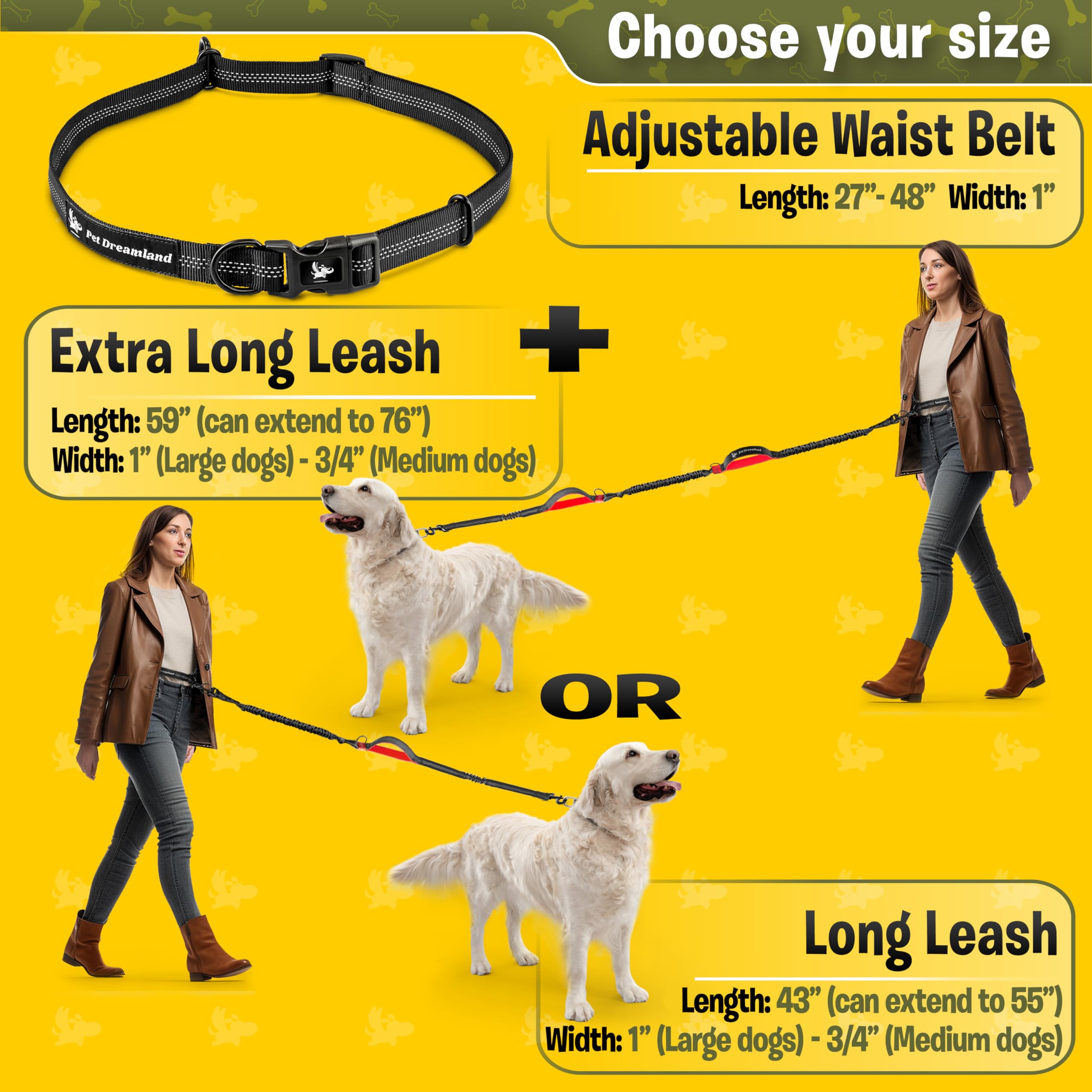 Exquisite Hands-Free Dog Leash for Large Dogs: Ultimate Comfort & Freedom for Running, Walking, Hiking. Premium Quality, Durable