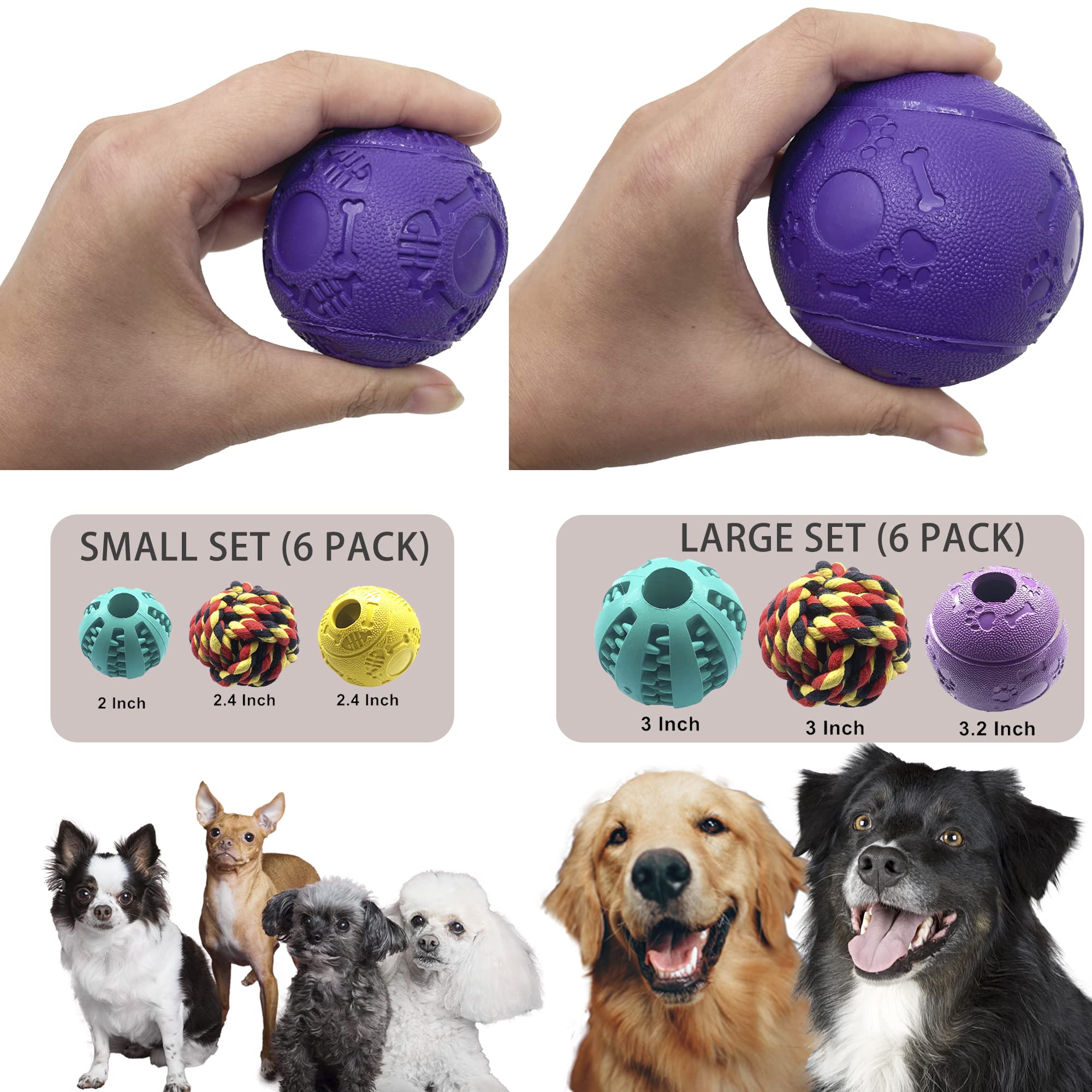 Jalousie Dog Puzzle Balls Dog Treat Dispensing Toy Non-Toxic Natural Rubber Puppy Chew Toys for Puppy PetTeething Puzzle Playing