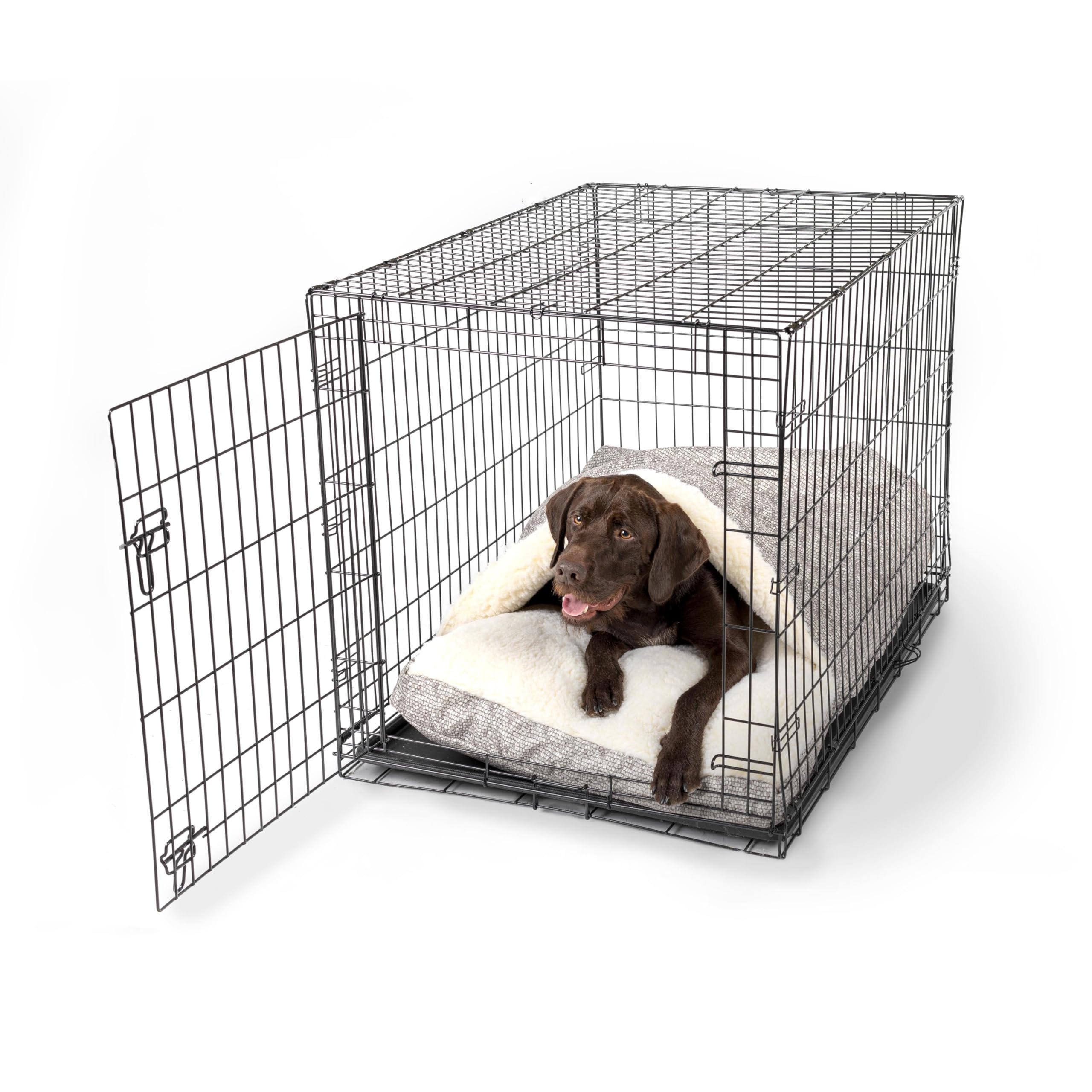 Snoozer Luxury Cozy Cave Crate Pet Bed With Microsuede, Small - Merlin Linen