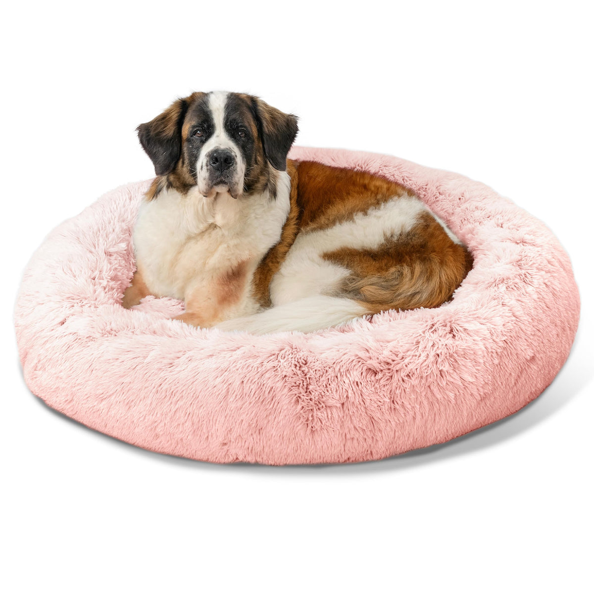 Best Friends By Sheri The Original Calming Donut Dog And Cat Bed In Shag Fur, Candy Pink, Extra Large, 45X45