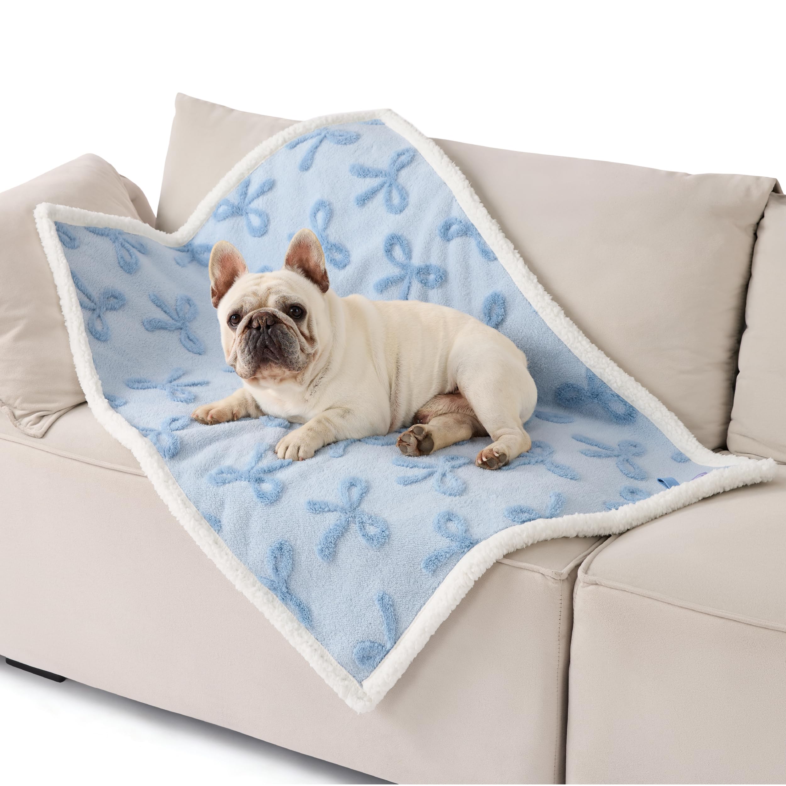 Lesure Waterproof Puppy Blanket For Medium Dogs - Washable Double Sided Dog Blankets With Warm Jacquard Shag And Soft Sherpa Fle