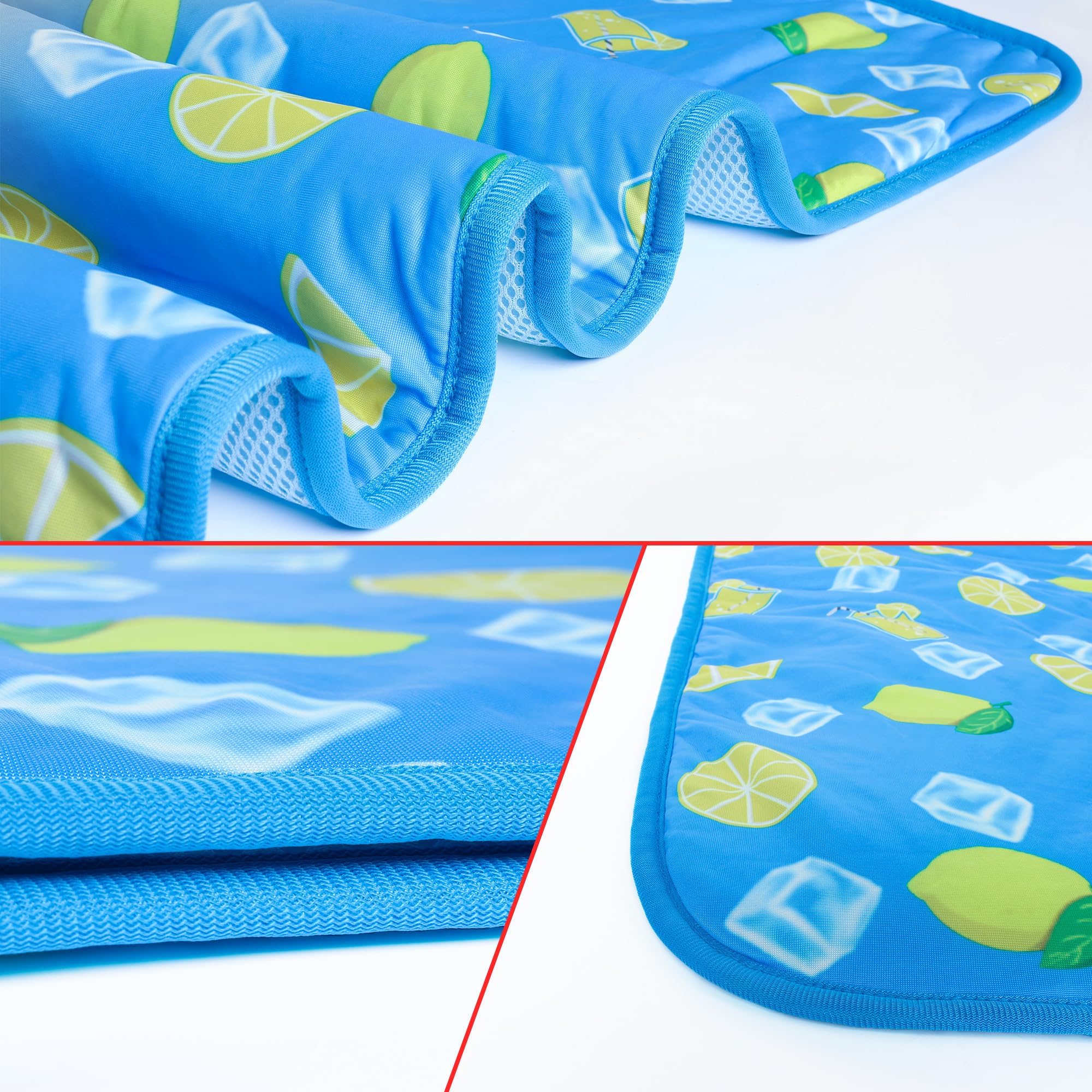 Nacoco Summer Pet Cooling Mat - Cat Dog Cushion Pad Sleeping Cool Lemon Comfortable Soft For Pets Kids And Adults (Dark Blue Lem