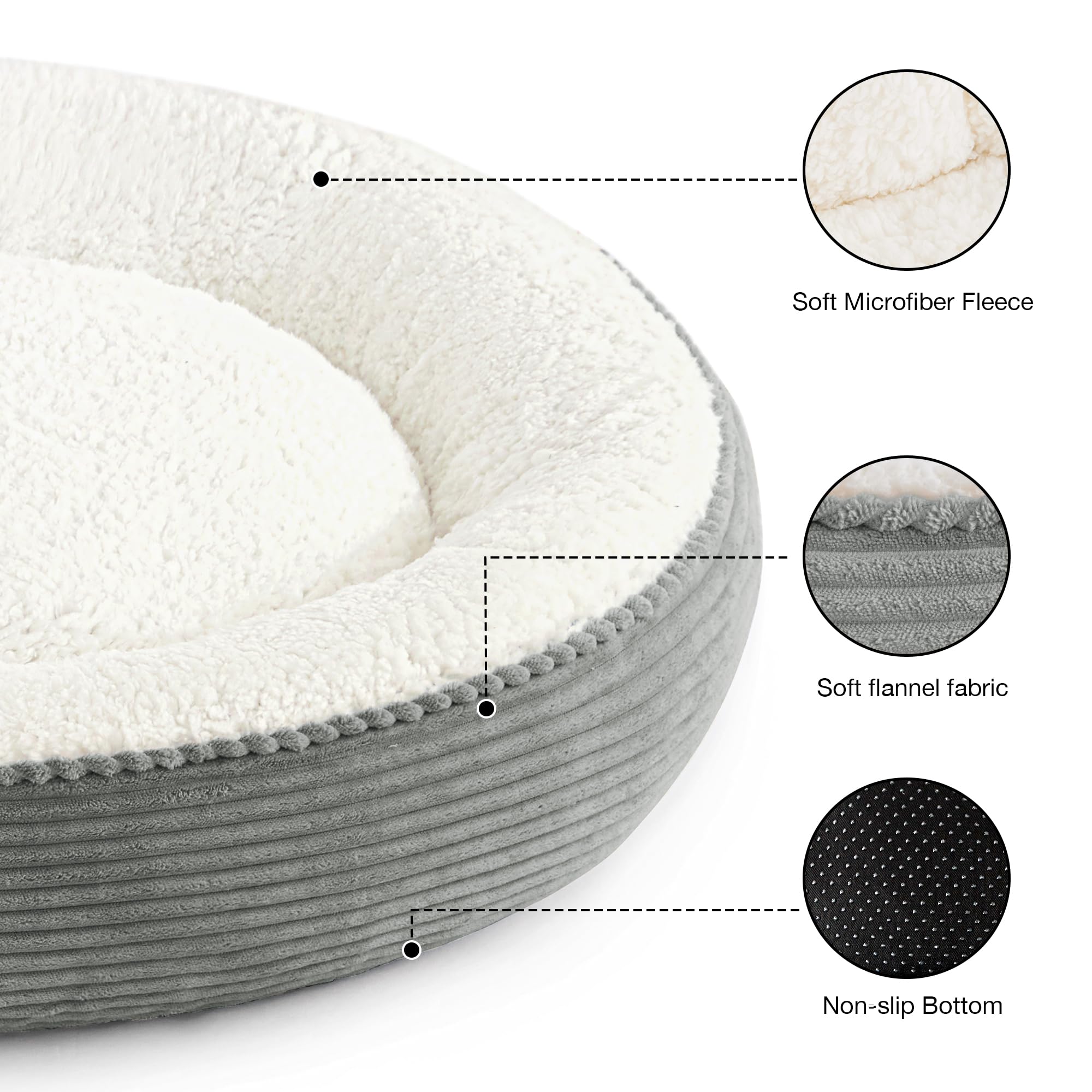 Love'S Cabin Round Donut Cat And Dog Cushion Bed, 36In Pet Bed For Cats Or Small Dogs, Anti-Slip Water-Resistant Bottom, Super S