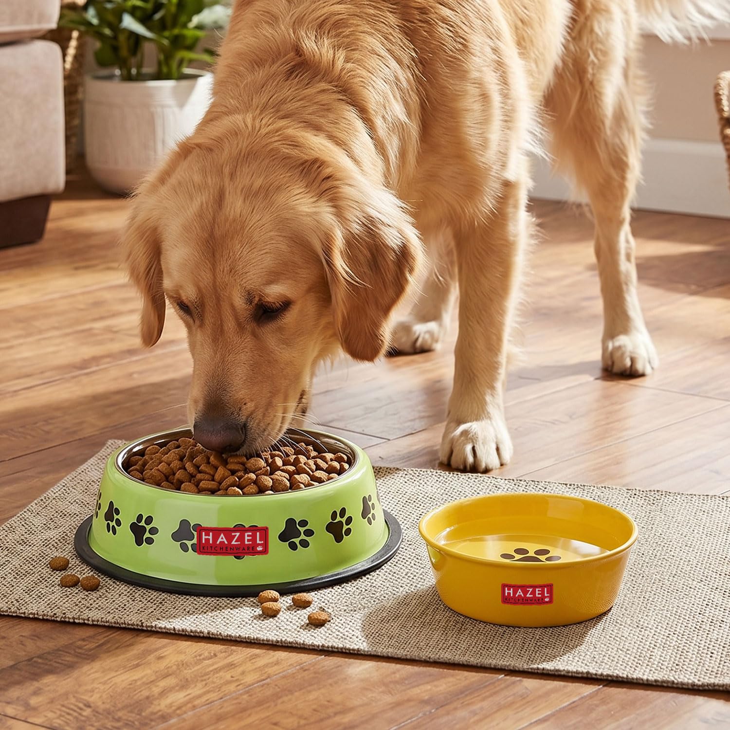 Hazel Pet Food & Water Bowl Set | Metal Feeding Bowls For Dogs & Cats