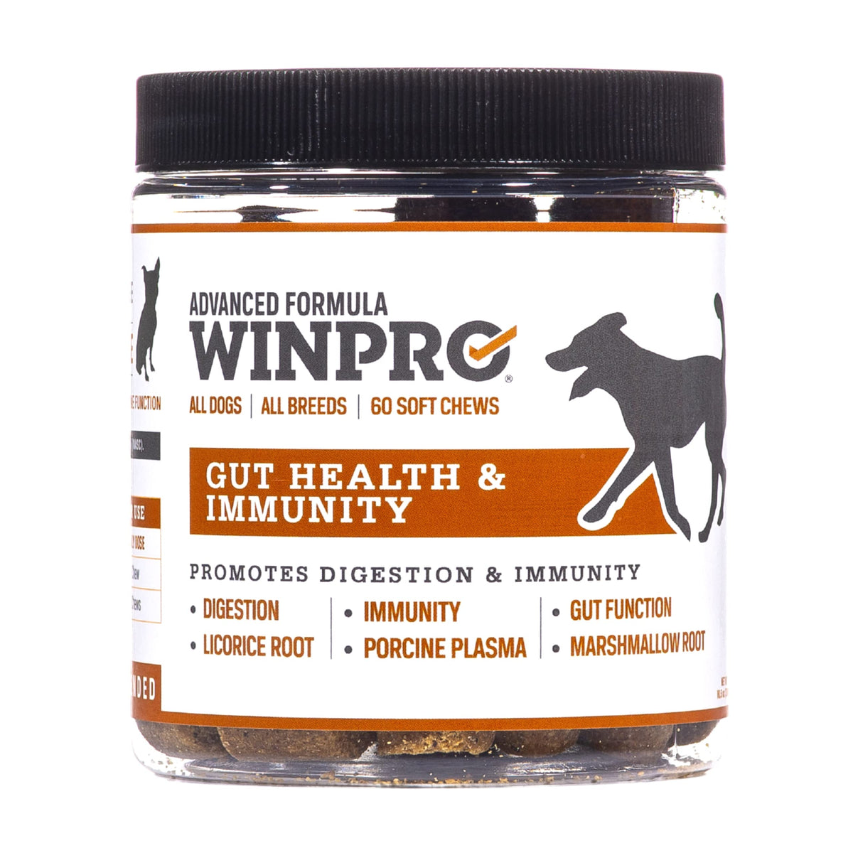 Winpro Pet Gut Health Grain-Free Plasma-Powered Soft Chews, 60 Chews, Natural Blood Protein Supplements For Dogs Supporting Dige