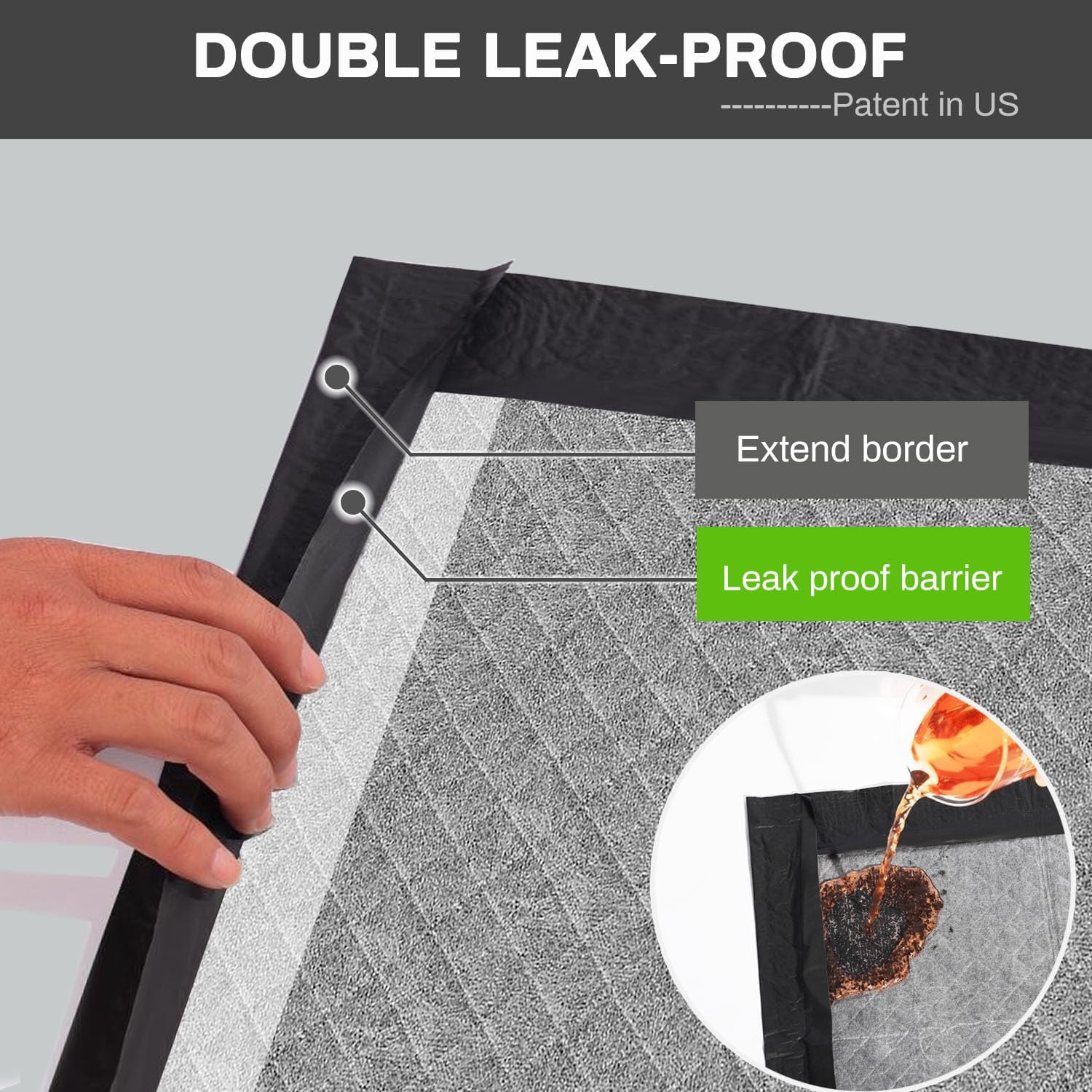 Charcoal Puppy Pads 28x34 Inches Extra Large Dog Pee Pads Odor-Control & Leak-Proof Disposable Pet Training Black New Edge-Wrapp
