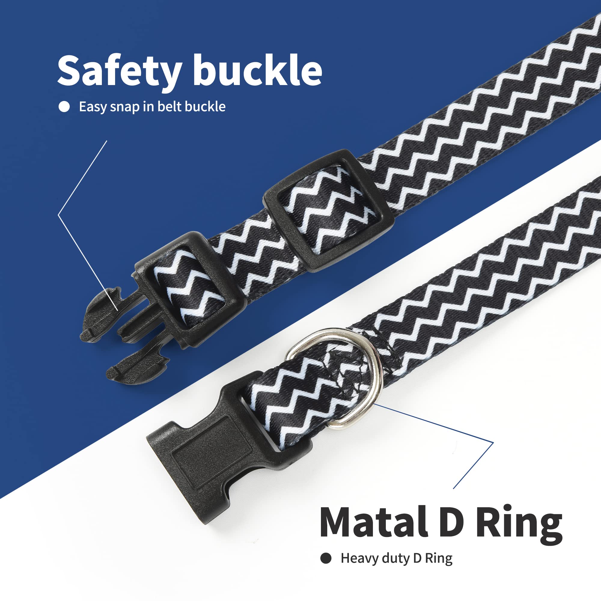 Mile High Life Dog Collar | Cute Puppy Collars | Lightweight Girl Dog Collar | Soft Boy Dog Collars | W Paws Bones Mustache Pattern (Gray, Small)