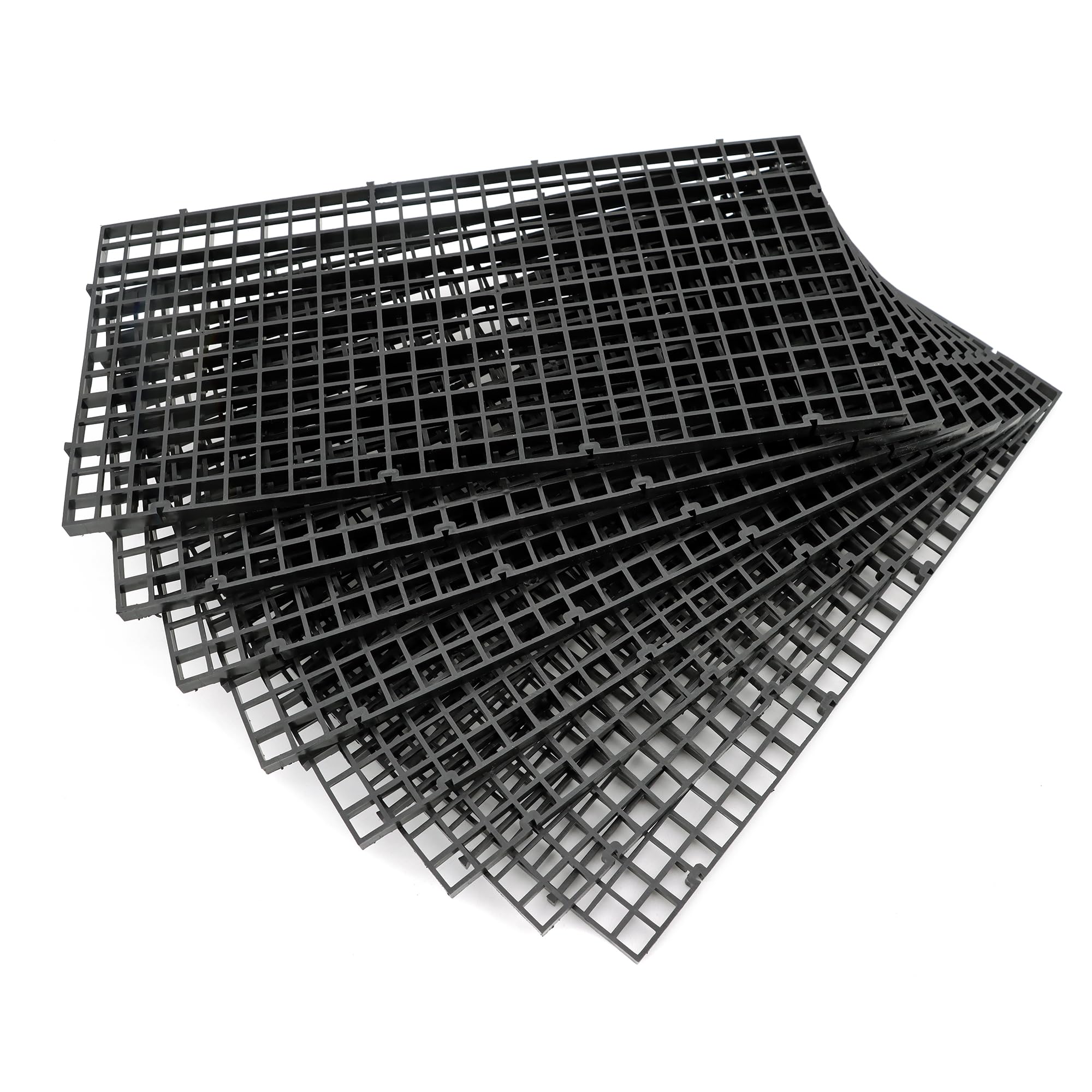 Aquarium Fish Tank Bottom Isolation 8 Pcs, Plastic Egg Crate Grid Divider Tray Egg (S 8pcs Black)