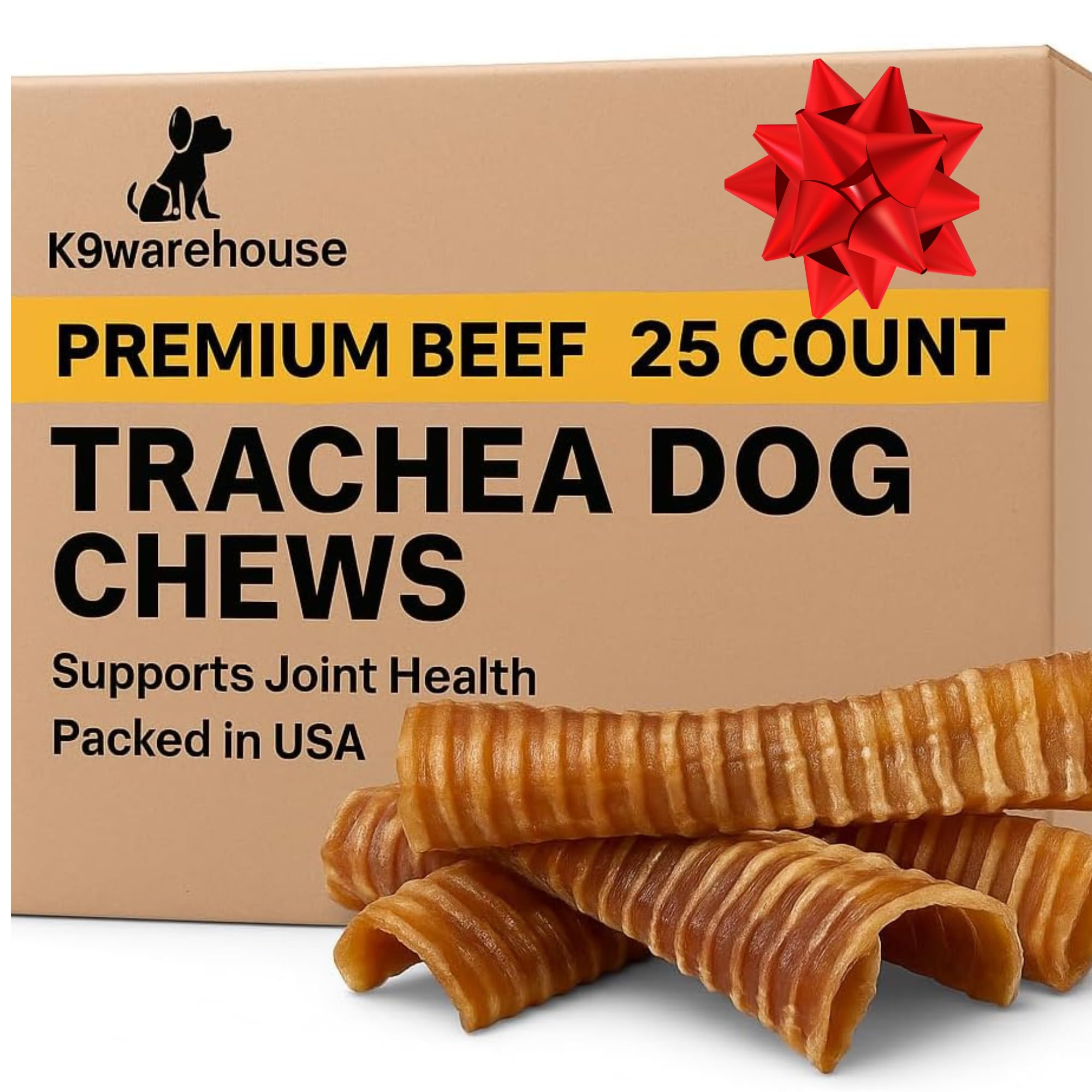 K9warehouse Trachea Dog Chews - Premium Beef Trachea for Dogs Packed in USA - Natural Cow Trachea Dog Treats - Supports Joint He