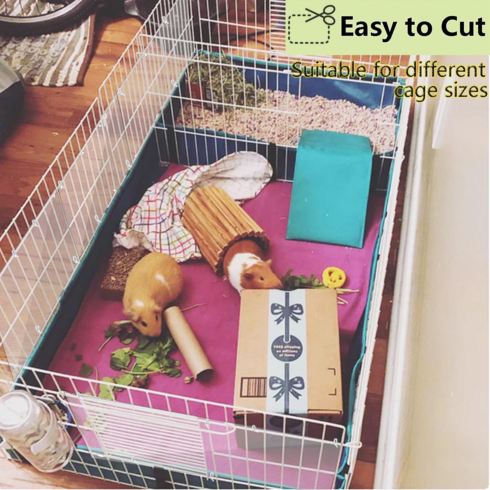 Pesandy Pet Cage Liner Protection, 12 Pcs Clear Edge Guard For Rabbit, Guinea Pig, Hamster, Hedgehog, Chinchilla, Ferret, Bunny