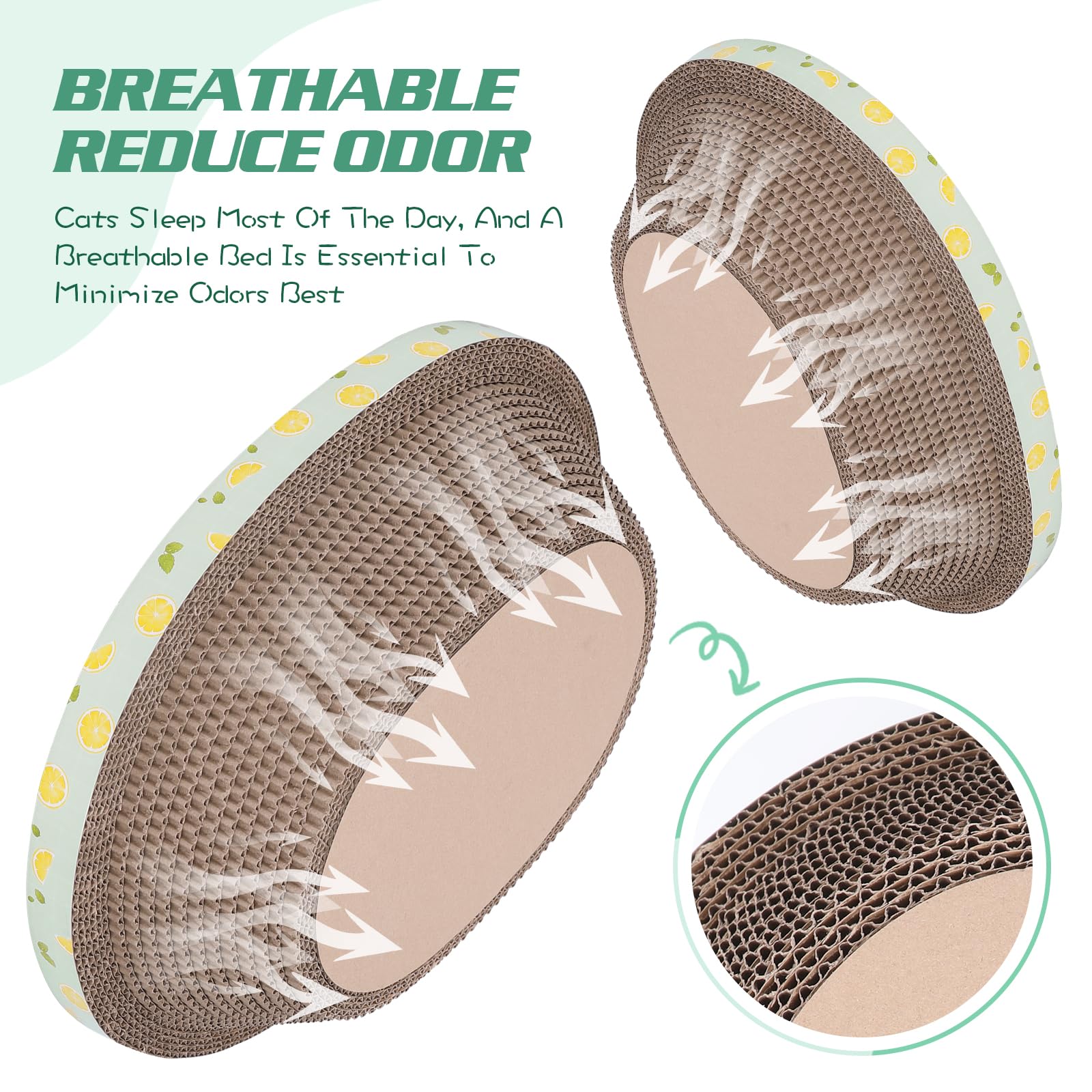 2Pc Set Includes 1 X 19.5 Large + 1 X 14.96 Cute Cat Scratcher Cardboard Bed Lounger Couch, Cat Scratching Board Lounge Box Dura