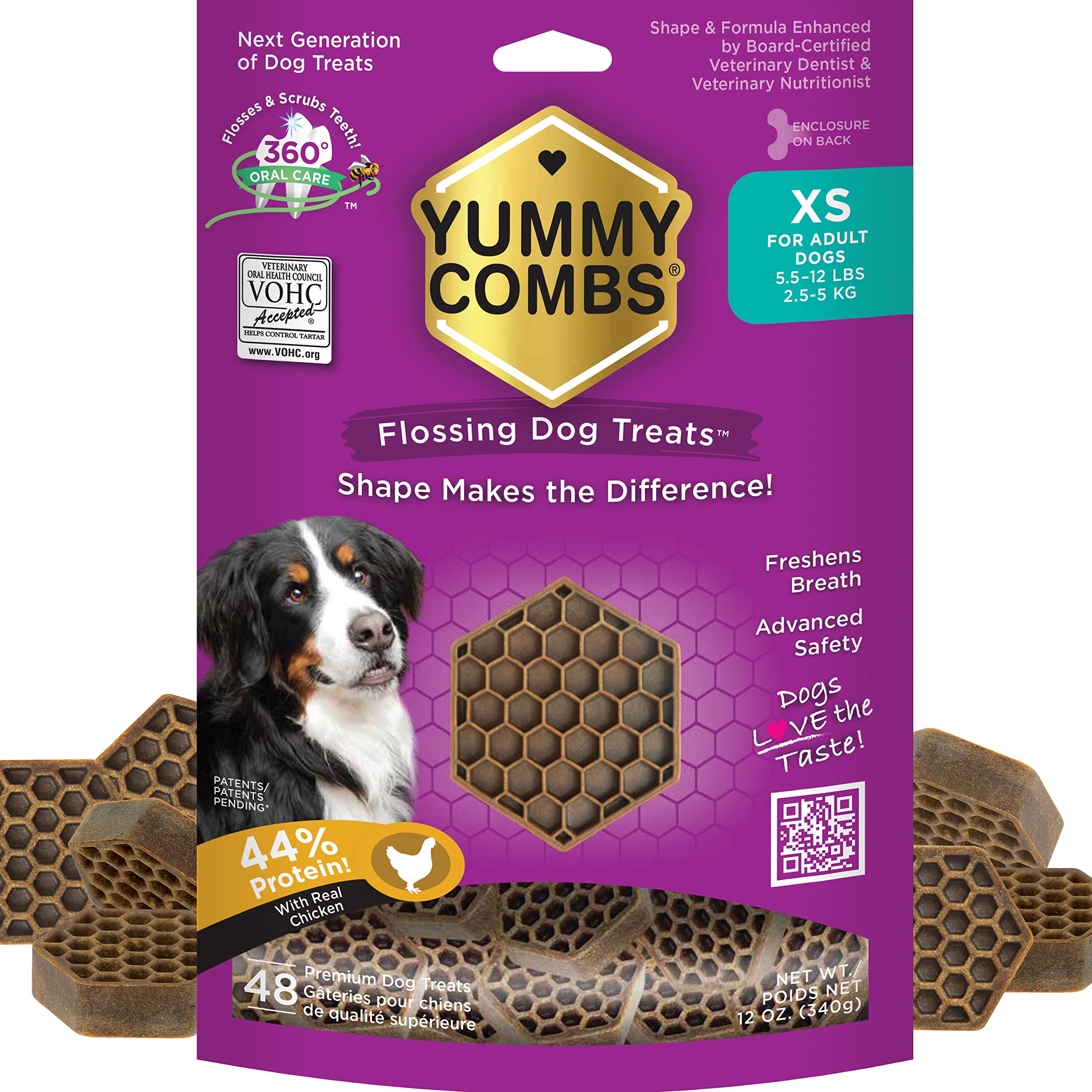 Yummy Combs - Dog Dental Treats | Removes Tartar - Vet VOHC Approved | A Yummy Treat for Teeth Cleaning - Chicken Protein
