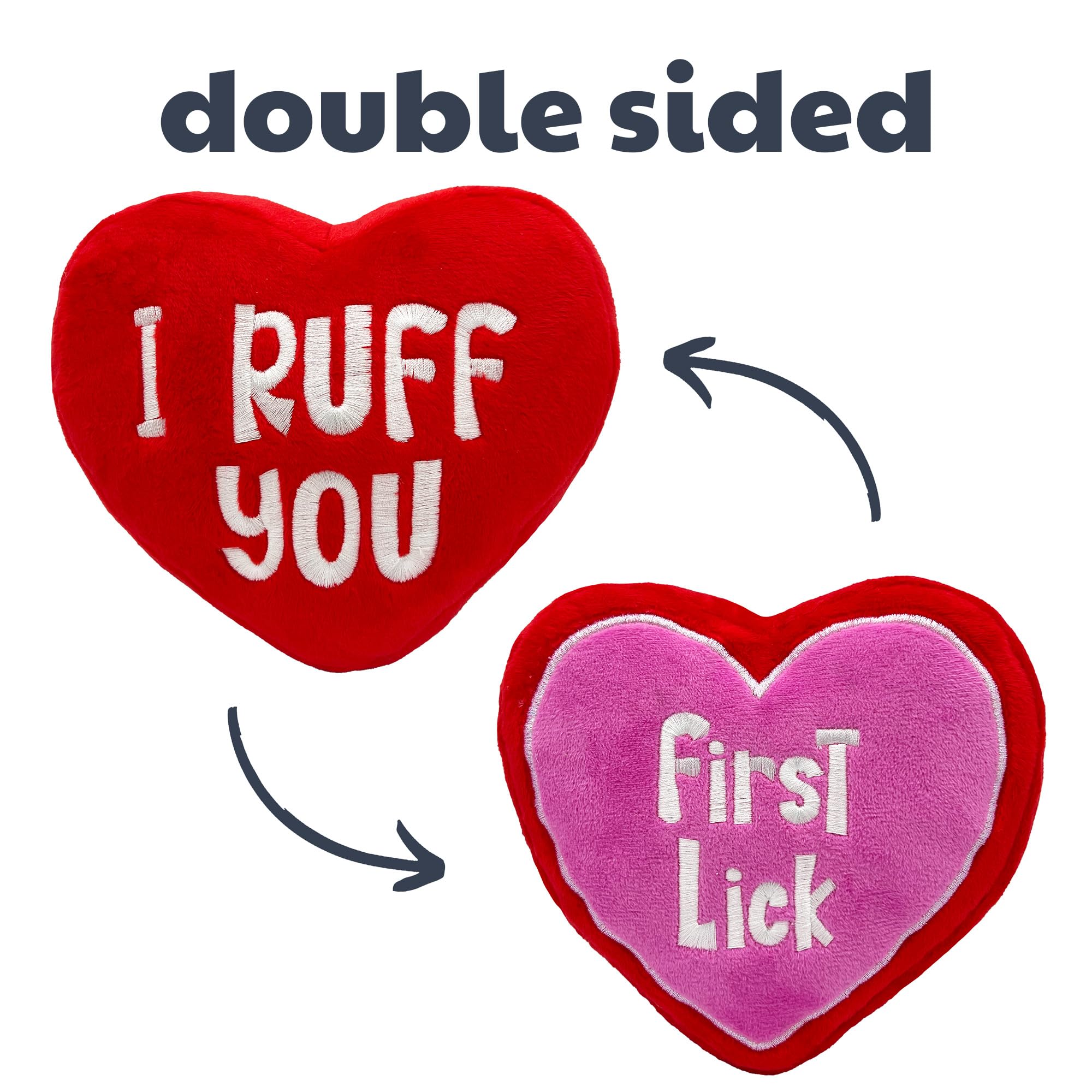 Huxley & Kent For Dogs - First Lick Heart (Small) - Double Sided Valentine'S Day Power Plush Funny Dog Toy With Squeaker - Fun,