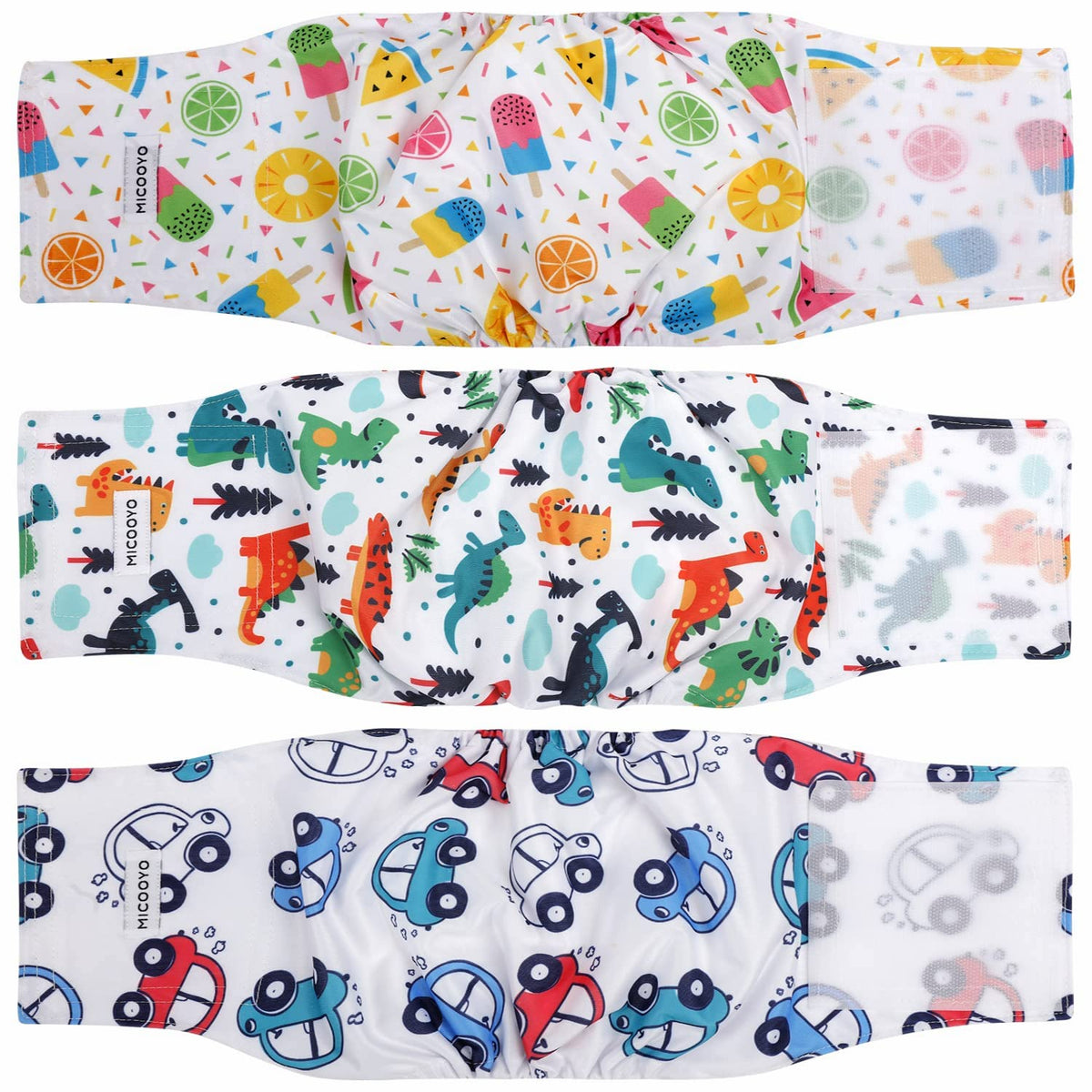 Micooyo Belly Bands For Male Dogs, 3 Pack Reusable Dog Diapers Male For Puppy Doggie, Washable Male Dog Wraps Xsmall (Xs, Car)