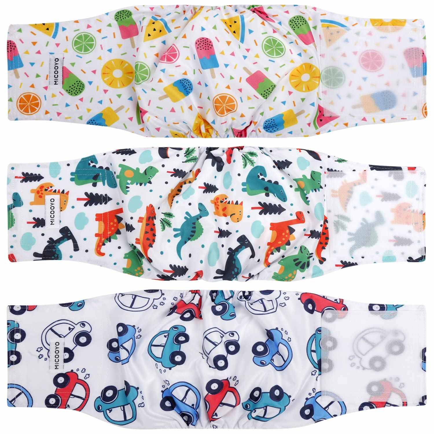 Micooyo Belly Bands For Male Dogs, 3 Pack Reusable Dog Diapers Male For Puppy Doggie, Washable Male Dog Wraps Xsmall (M, Car)