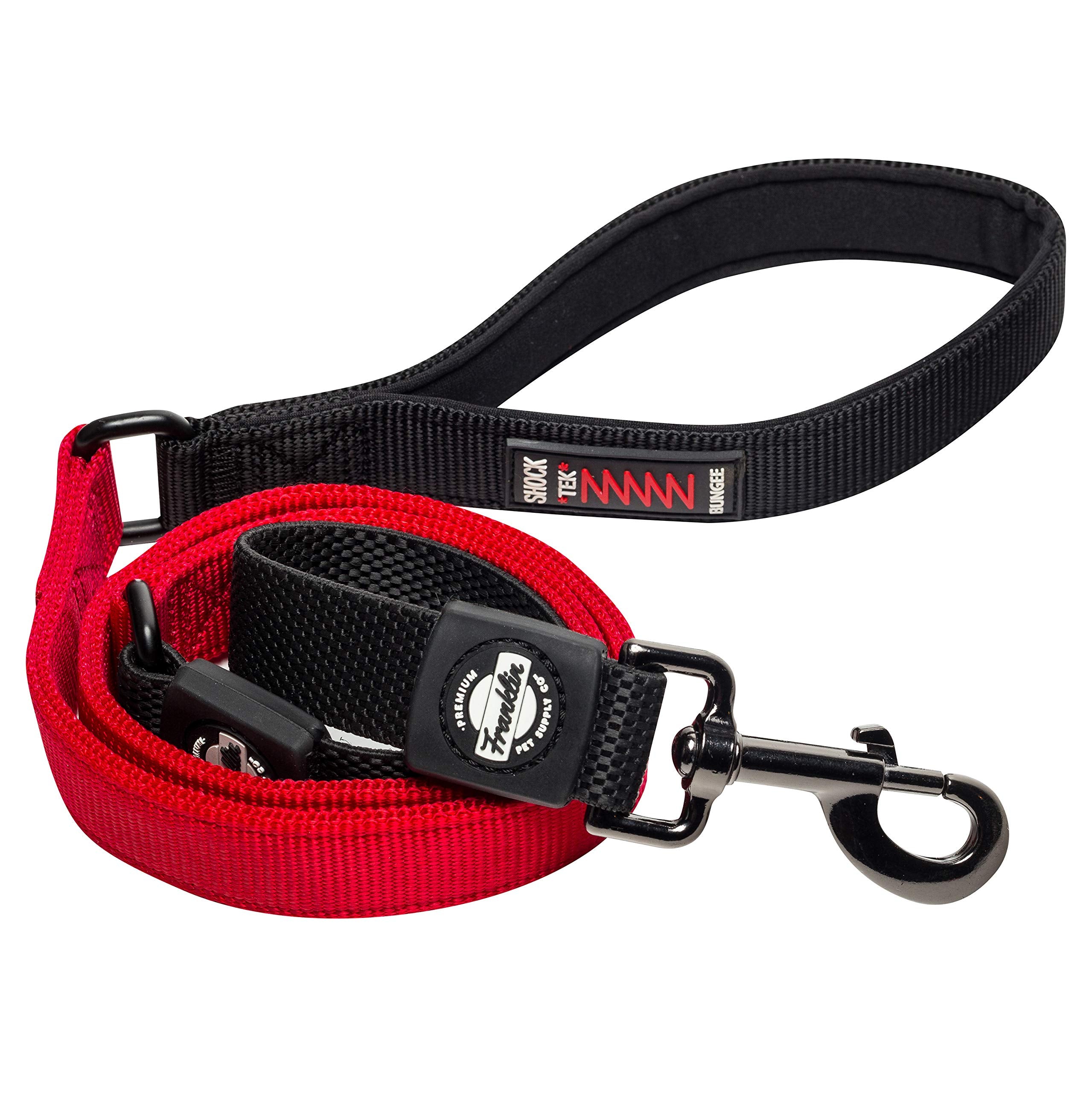 Franklin Pet Supply Co. Nylon Dog Leash - 4ft Bungee Leash - Red - Prevents Jumping & Pulling - Model 90004C2XB