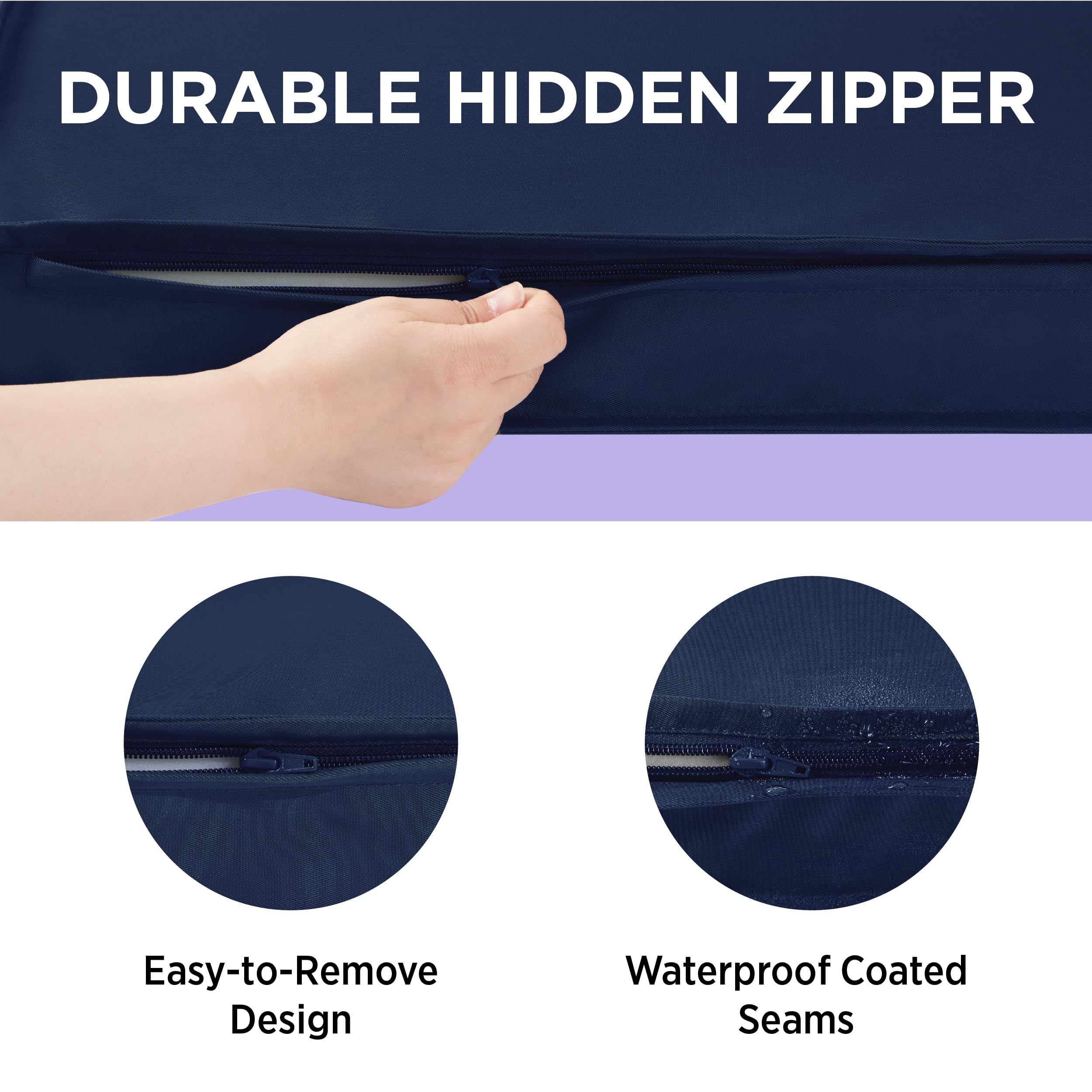 Lesure Water-Resistant Dog Bed Cover - Medium Washable Replacement Cover For Pet Mat 30X20X3 Inches, Navy