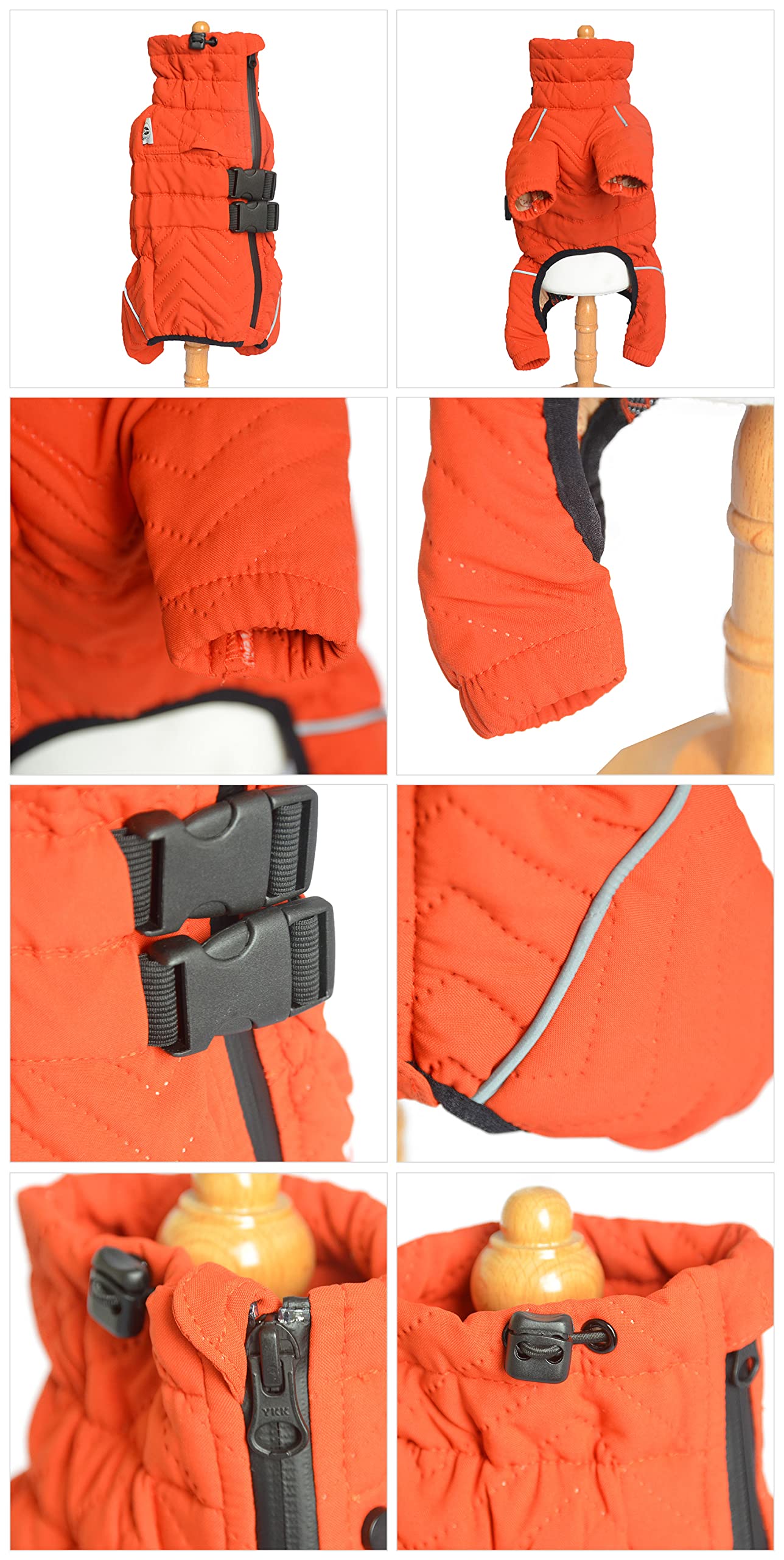 Warm Dog Coat Double Layers Dog Vest, 4 Legs Covered Windproof Waterproof Reflective, Orange 3Xl
