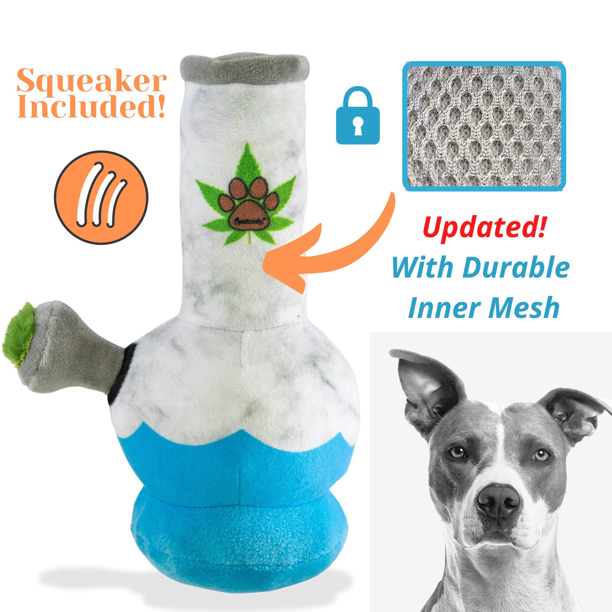 Nestpark Puppy Chiefer 3000 - Funny Dog Toys - Plush Squeaky Weed For Medium, Small And Large - Cute Dog Gifts For Dog Birthday