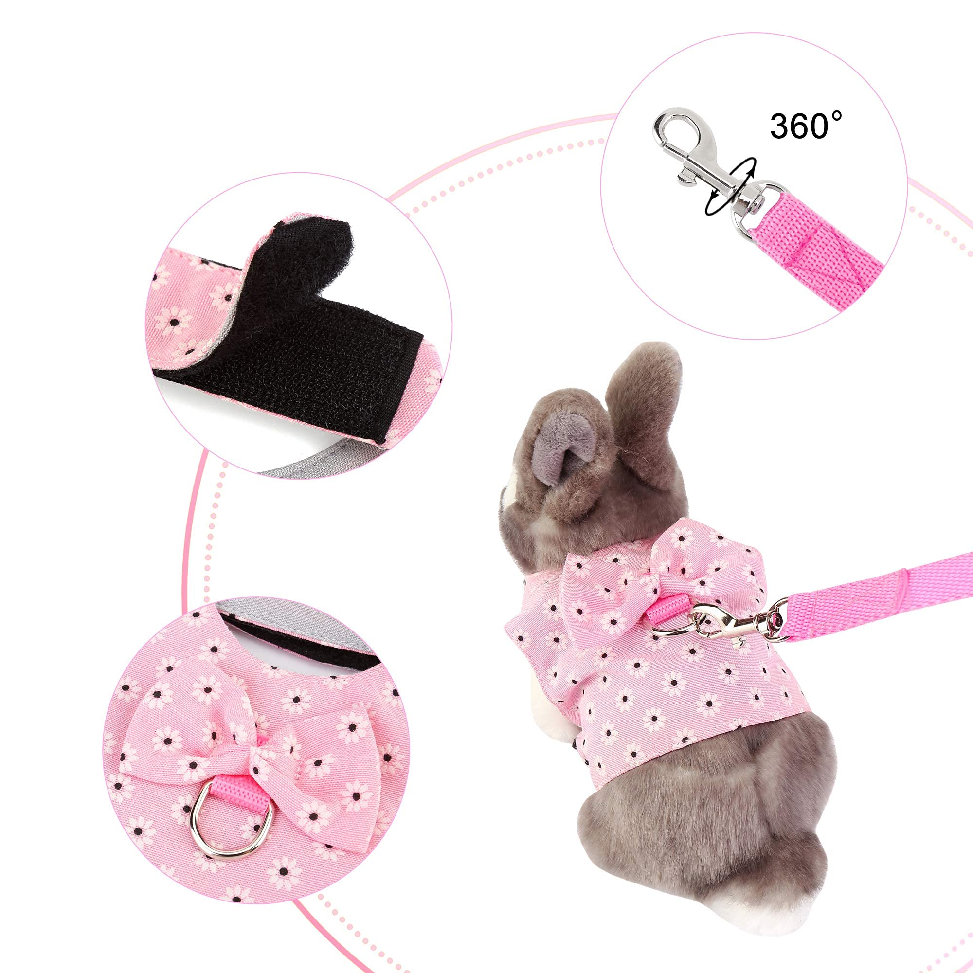 Filhome Adjustable Rabbit Harness Leash, Bunny Harness Leash Cute Vest Harness For Rabbit Ferret Bunny Kitten Guinea Pig Walking