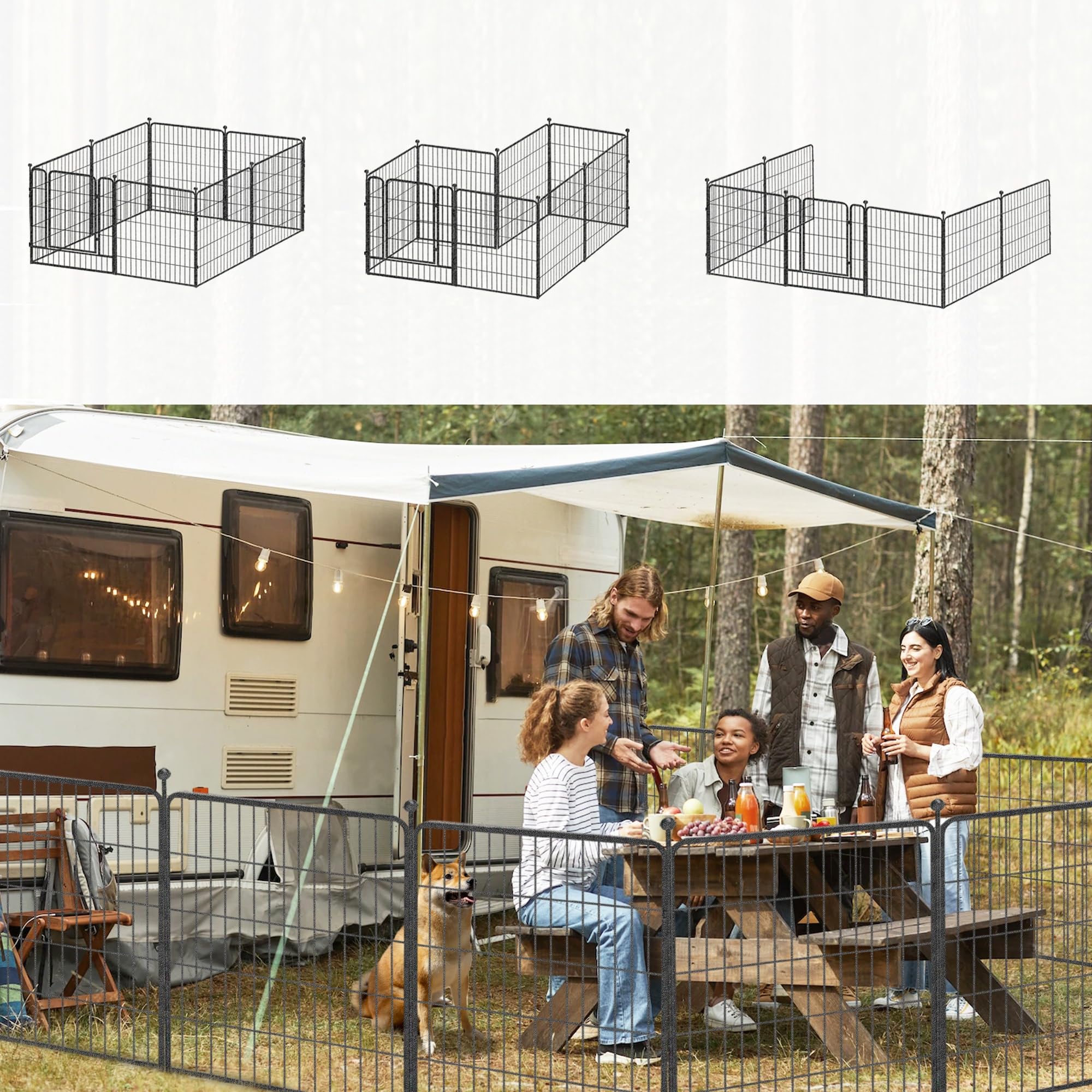 Jhsomdr Dog Playpen 32 Inch 32 Panels Indoor Outdoor Dog Pen For Medium/Small Dogs Heavy Duty Metal Dog Fence Outdoor For Yard,