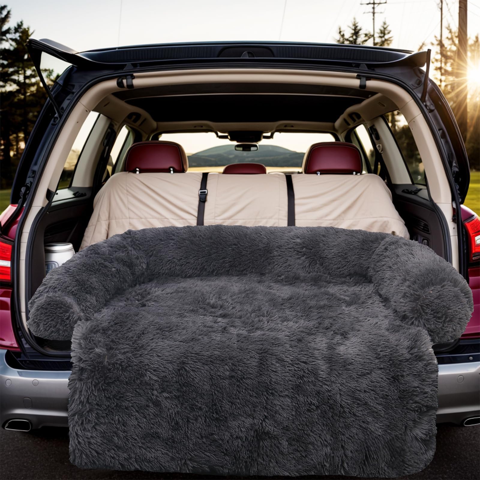 Calming Dog Bed Fluffy Plush Dog Mat For Furniture Protector With Removable Washable Cover For Large Medium Small Dogs And Cats (Extra Large(53X39.3X6), Dark Grey)
