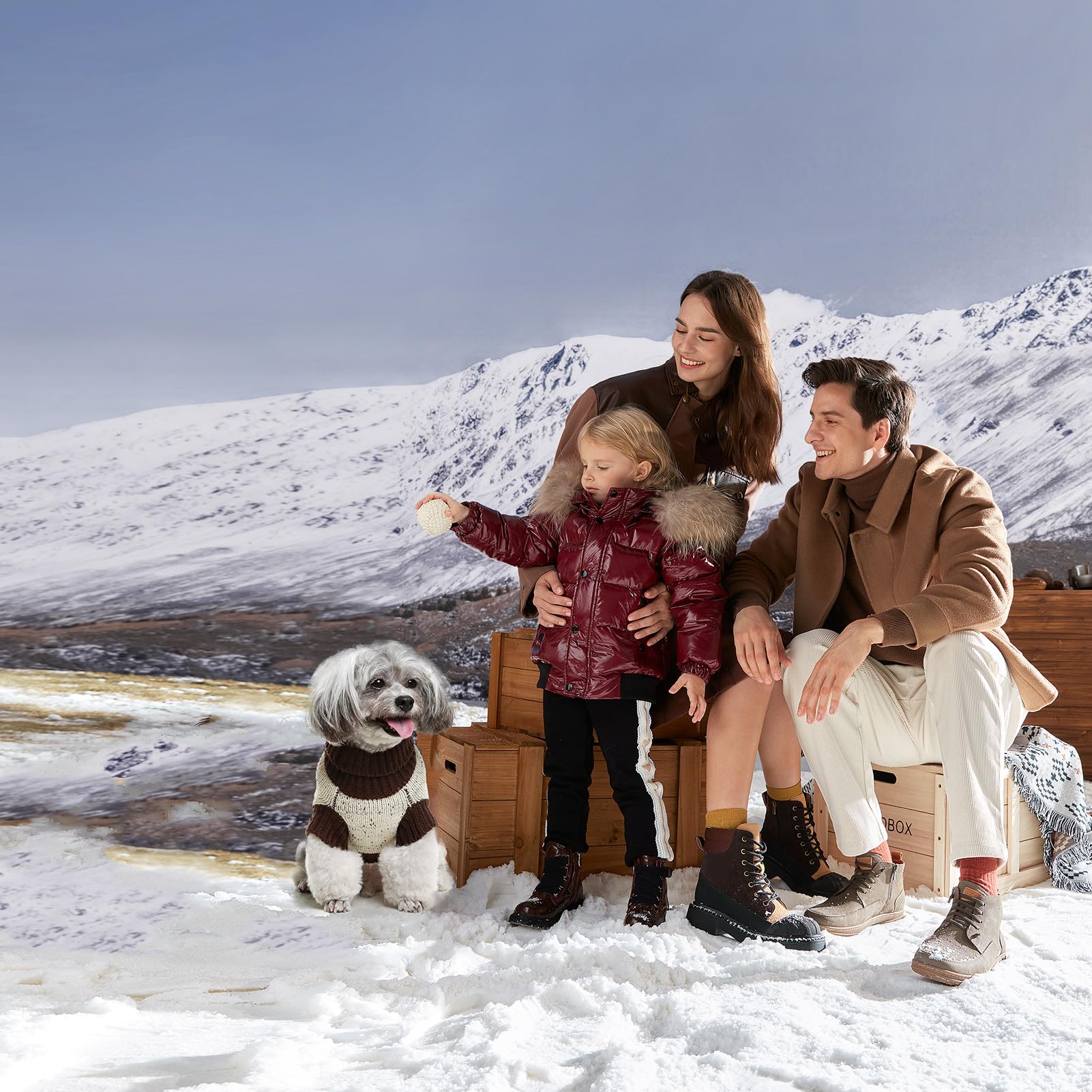 Bingpet Turtle Neck Dog Sweater - Brown Bone Pattern - Puppy Winter Warm Cloth For Small Medium Large Dogs