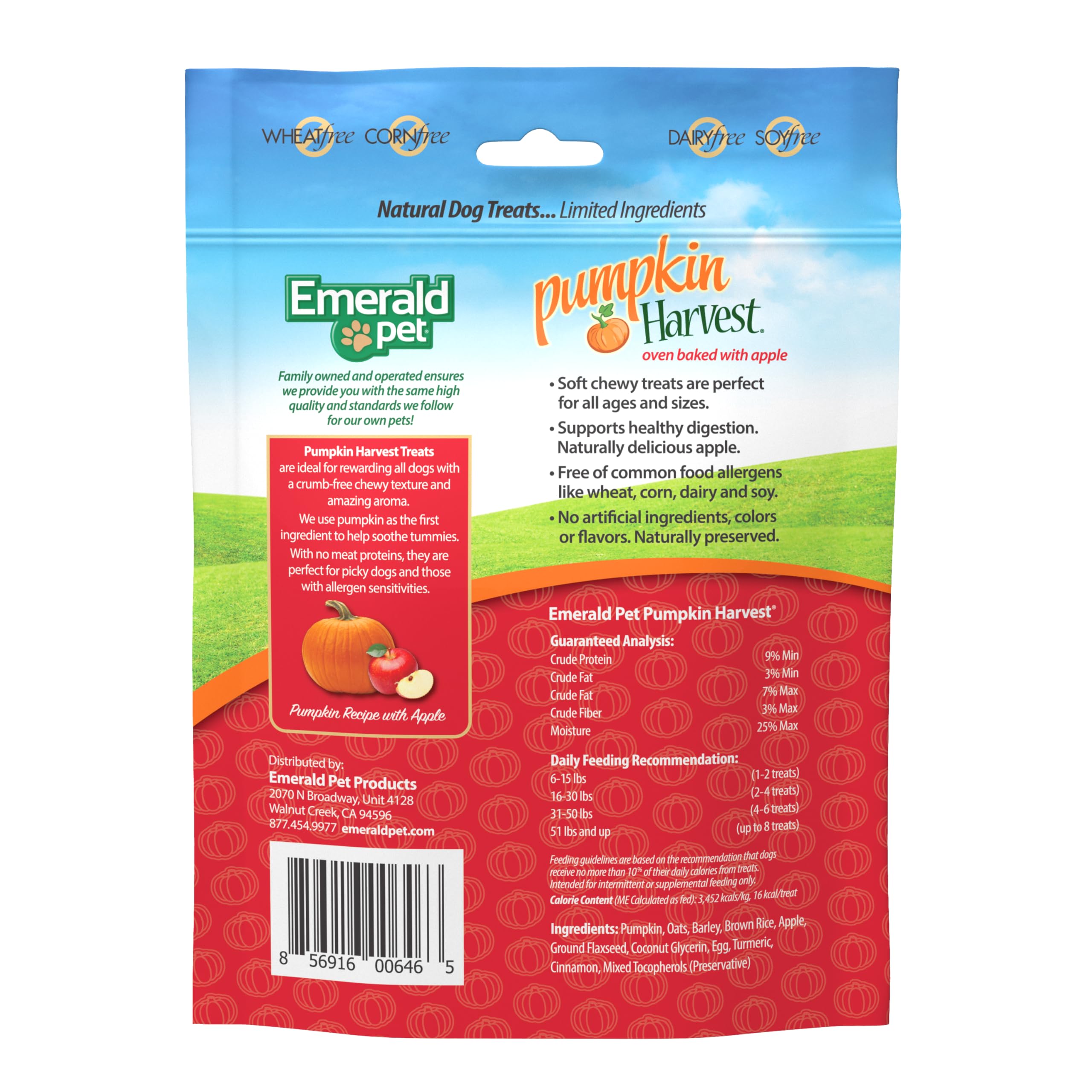 Emerald Pet Pumpkin Harvest Oven Baked Dog Treats with Apple