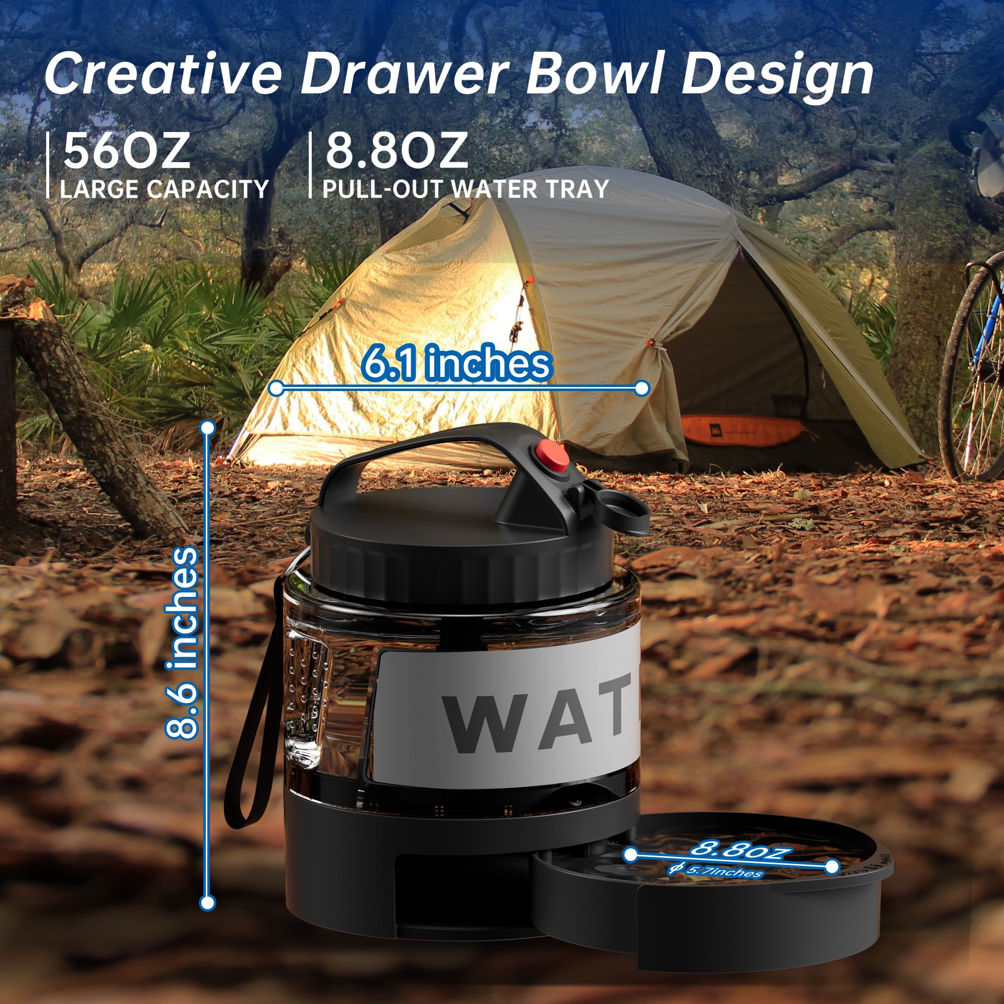 Portable Dog Water Bottle, 54Oz Large Travel Water Bowl Dispenser For Dogs Camping Beach Walking Essentials, Big Portable Travel