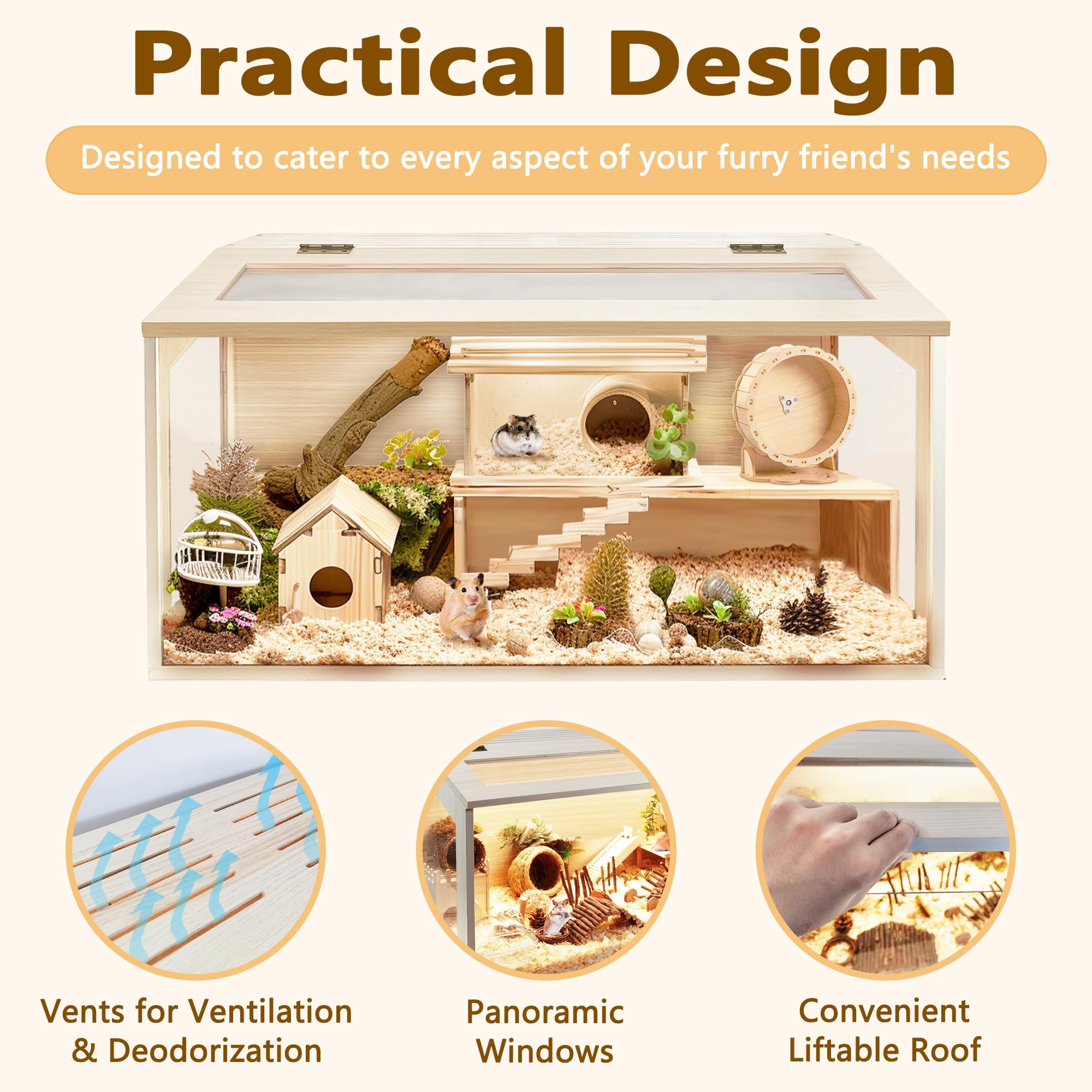 Prolee Hamster Cage Chew Proof, Mice And Rat Habitat Openable Top With Acrylic Sheets, Hamster Habitat Solid Built (32   L X 16'