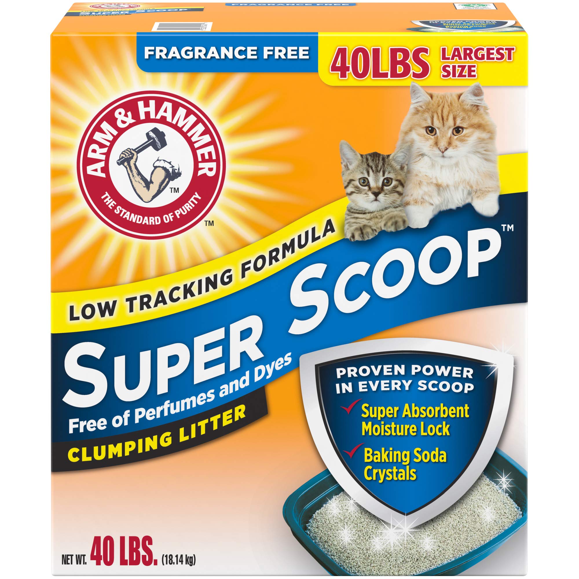 Arm & Hammer Super Scoop Clumping Cat Litter, Fragrance Free 40Lb