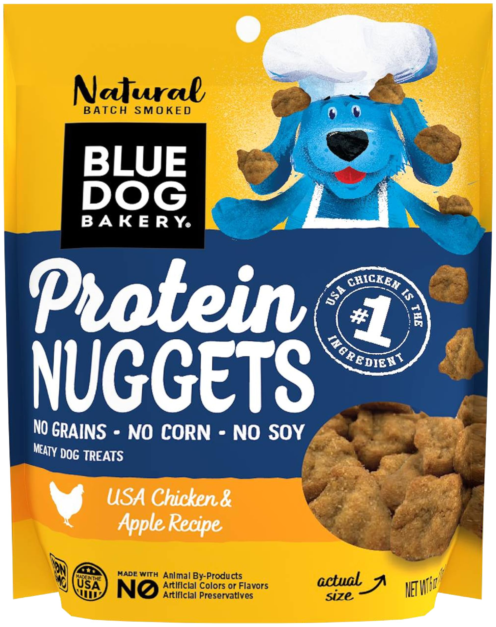Blue Dog Bakery Protein Nuggets Snack | Small, Soft & Chewy Chicken & Apple Flavor | Natural Healthy Dog Treats, 6 oz (Pack of 8