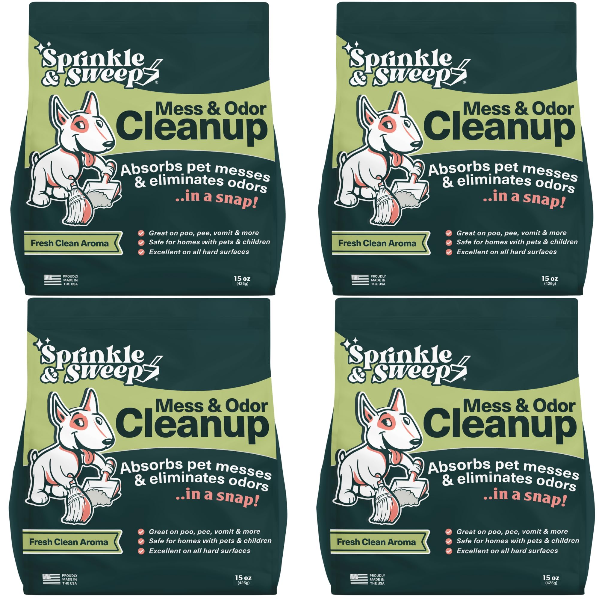 Sprinkle & Sweep Pet Accident Cleanup For All Hard Surface - Non Toxic Quick Pet Mess Cleaner & Odor Remover For Urine, Poop, Vo