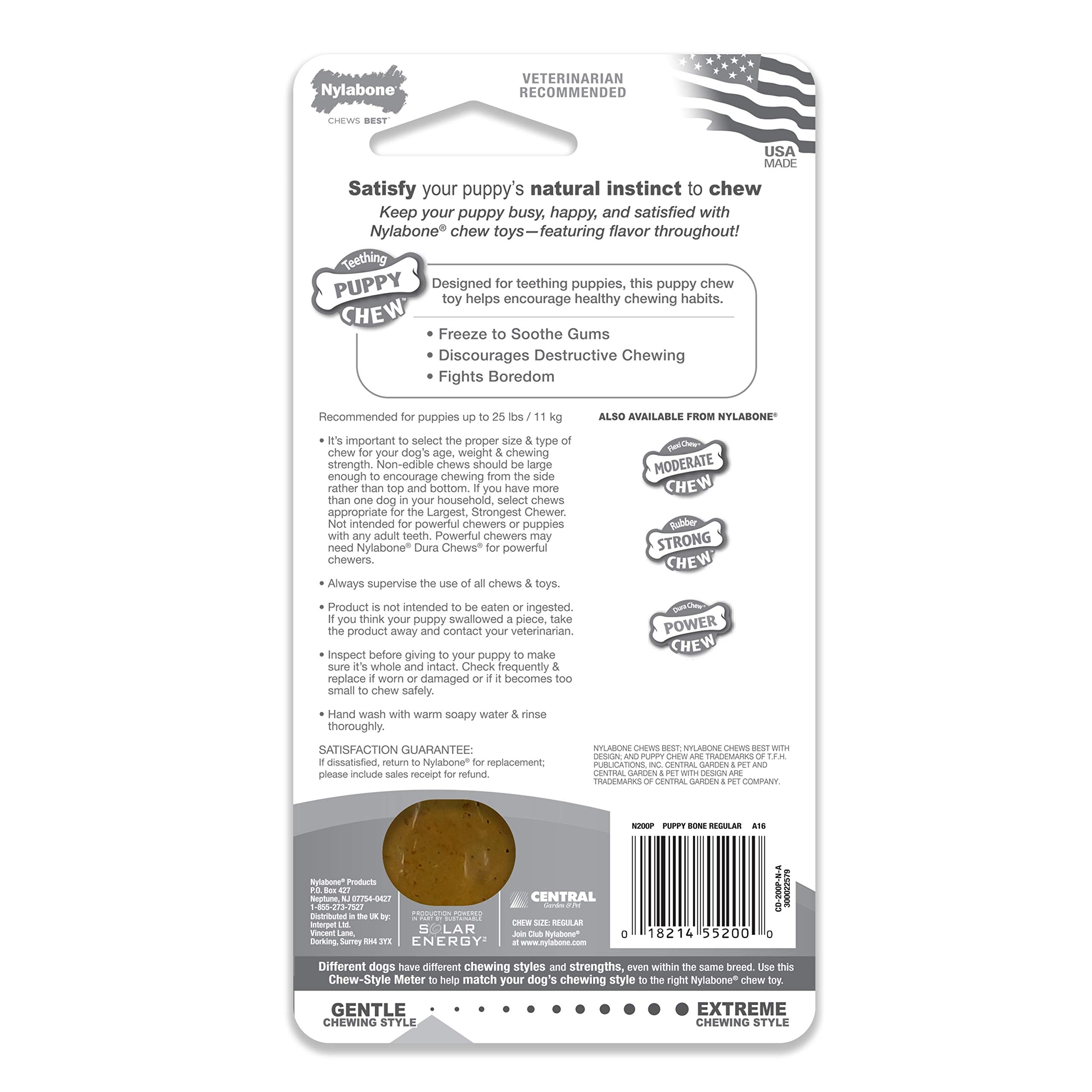 Nylabone Puppy Chew Teething Bone, Toys For Teething Puppies, Chicken Flavor, Small, Up To 25 Ibs., 1 Count