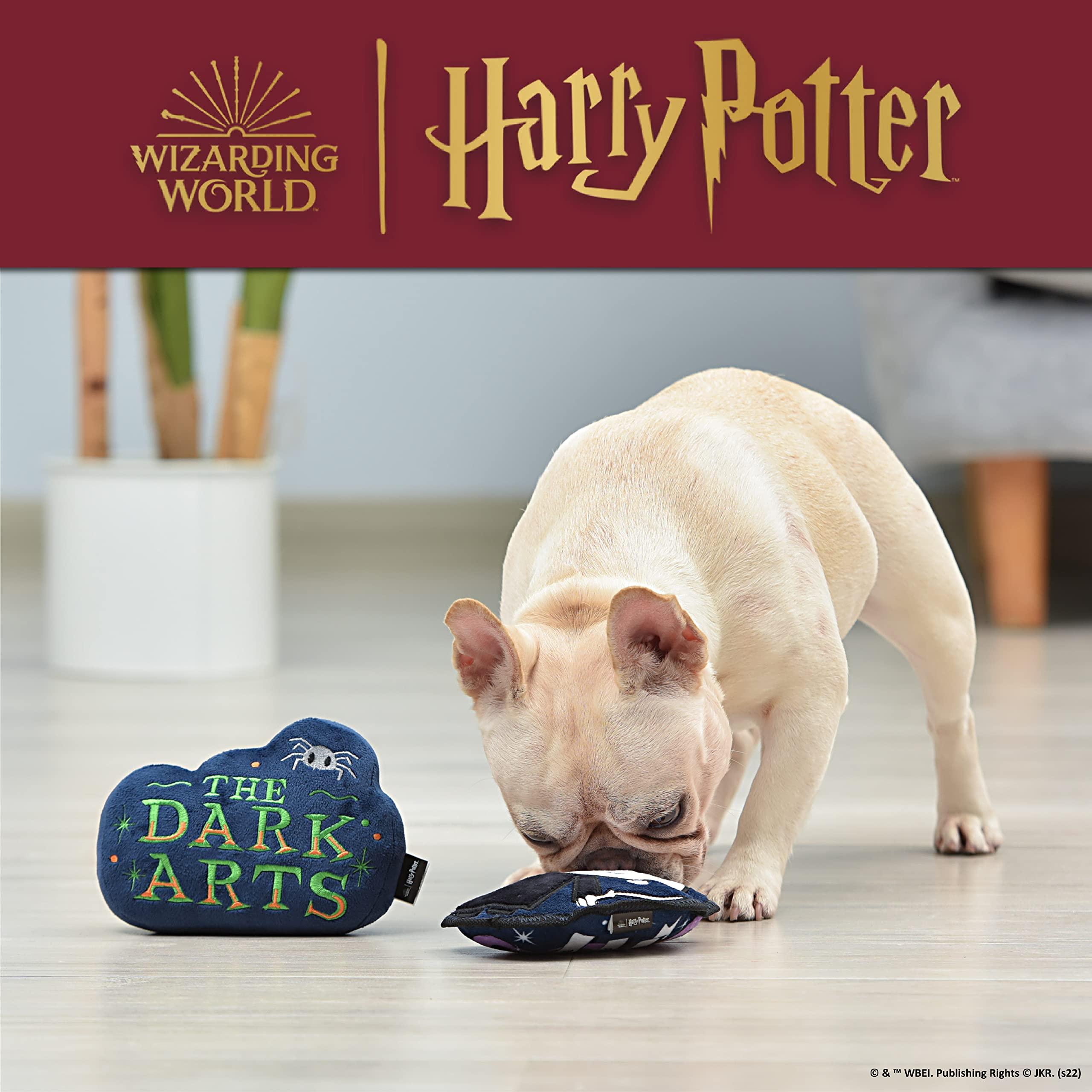 Harry Potter 2 Piece Dog Toy Set 6'' You Know Who Plush Figure Toy and Dark Arts Plush Silhouette Flat Toy Official Pet Toys and