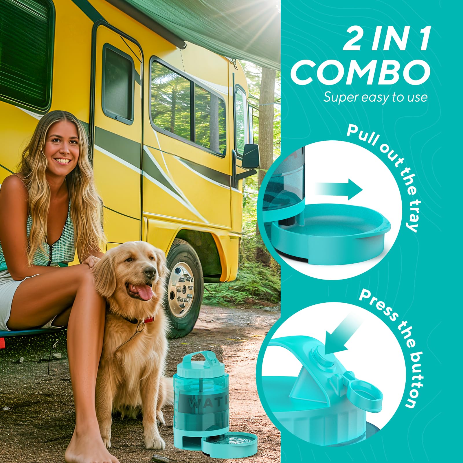 77Oz Portable Dog Water Bottle, Large Travel Water Bowls For Dogs Camping Essentials Hiking Park Traveling Beach Walk Accessorie