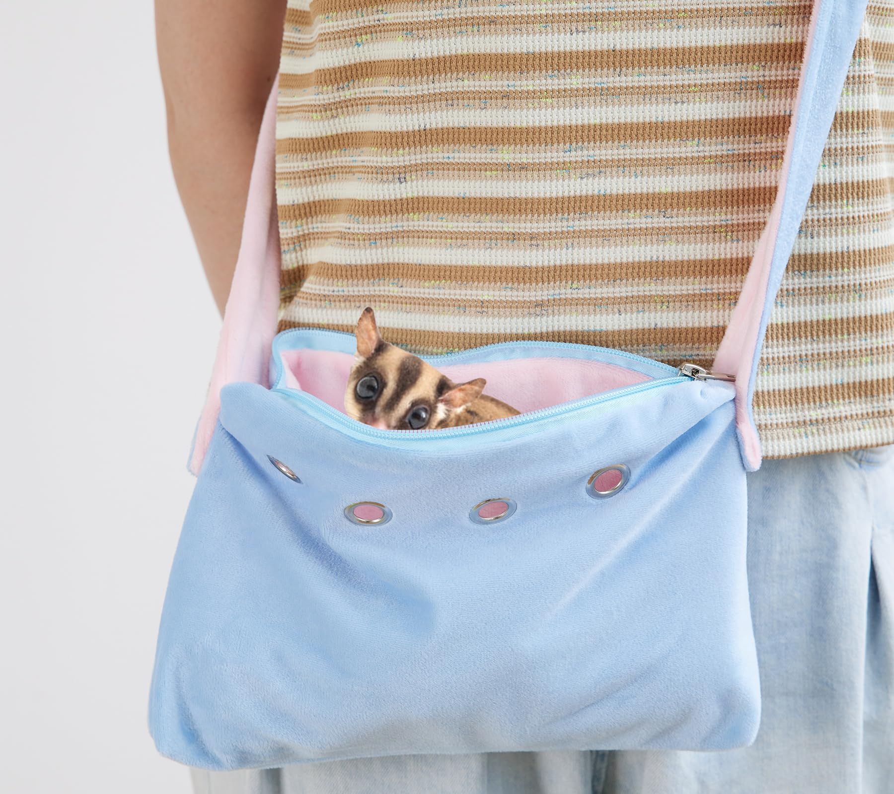 Meow&Woof Sugar Glider Bonding Pouch Small Pet Carrier Bag Sling With Strap Critter Cuddler For Gliders Ferret, Rat, Hedgehog, H