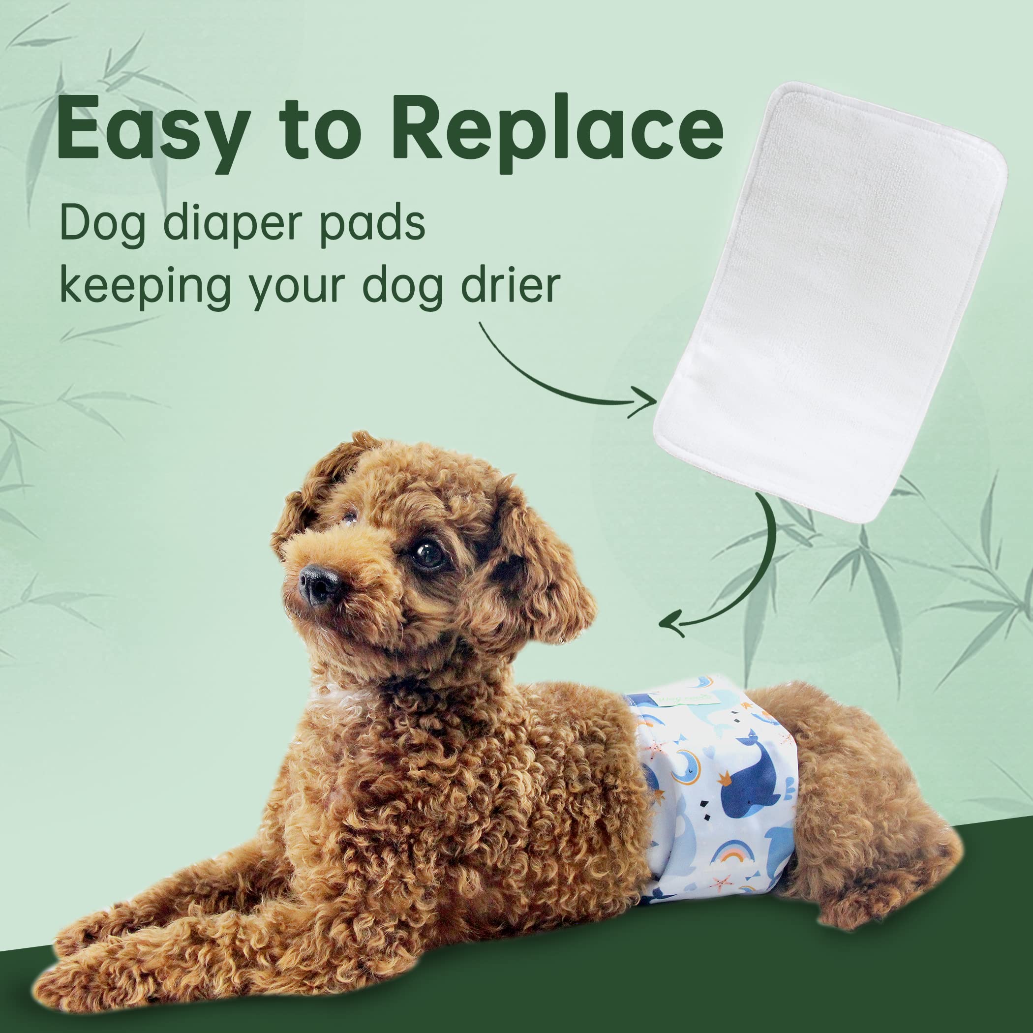 Wegreeco Dog Diaper Pads - Bundle of 10 - (Female Medium, 3.54 x5.5.)