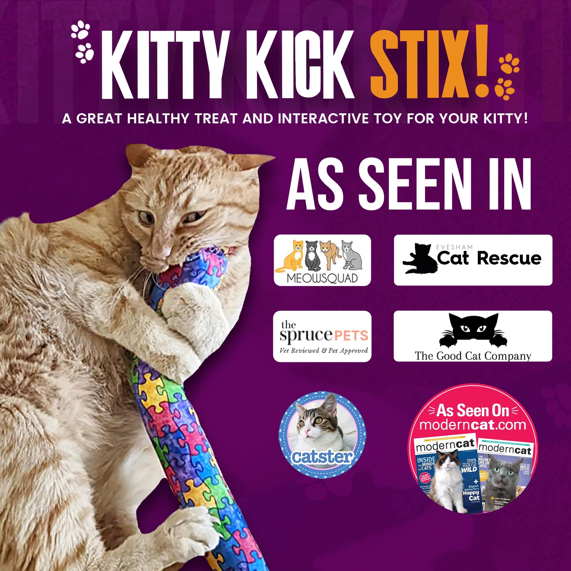 Kitty Kick Stix 11' Original Catnip Kicker Toy (Set Of 2), Handmade In Usa By Cat Lovers, Interactive Natural Cat & Kitten Toy, Packed With 100% Potent Catnip For All Breeds
