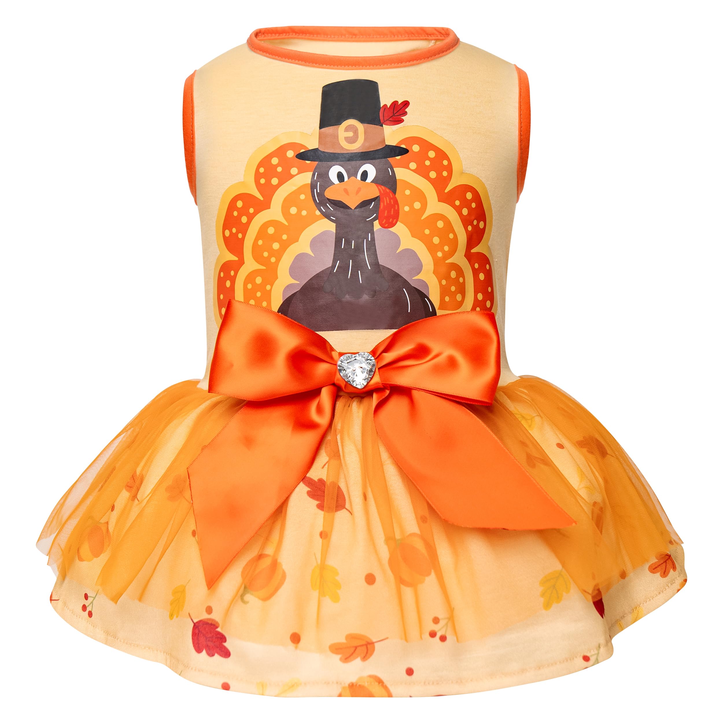 Cyeollo Thanksgiving Day Turkey Dog Dress - Tulle Holiday Outfit For Medium Large Dogs, Size 2Xl