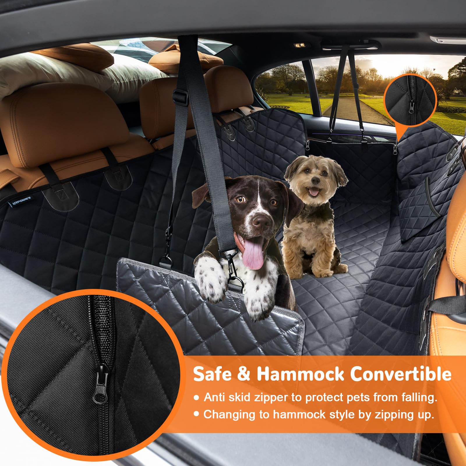 Urpower Dog Car Seat Cover For Pets 100% Waterproof Hammock 600D Heavy Duty Scratch Proof Nonslip Durable Soft Back Seat Covers