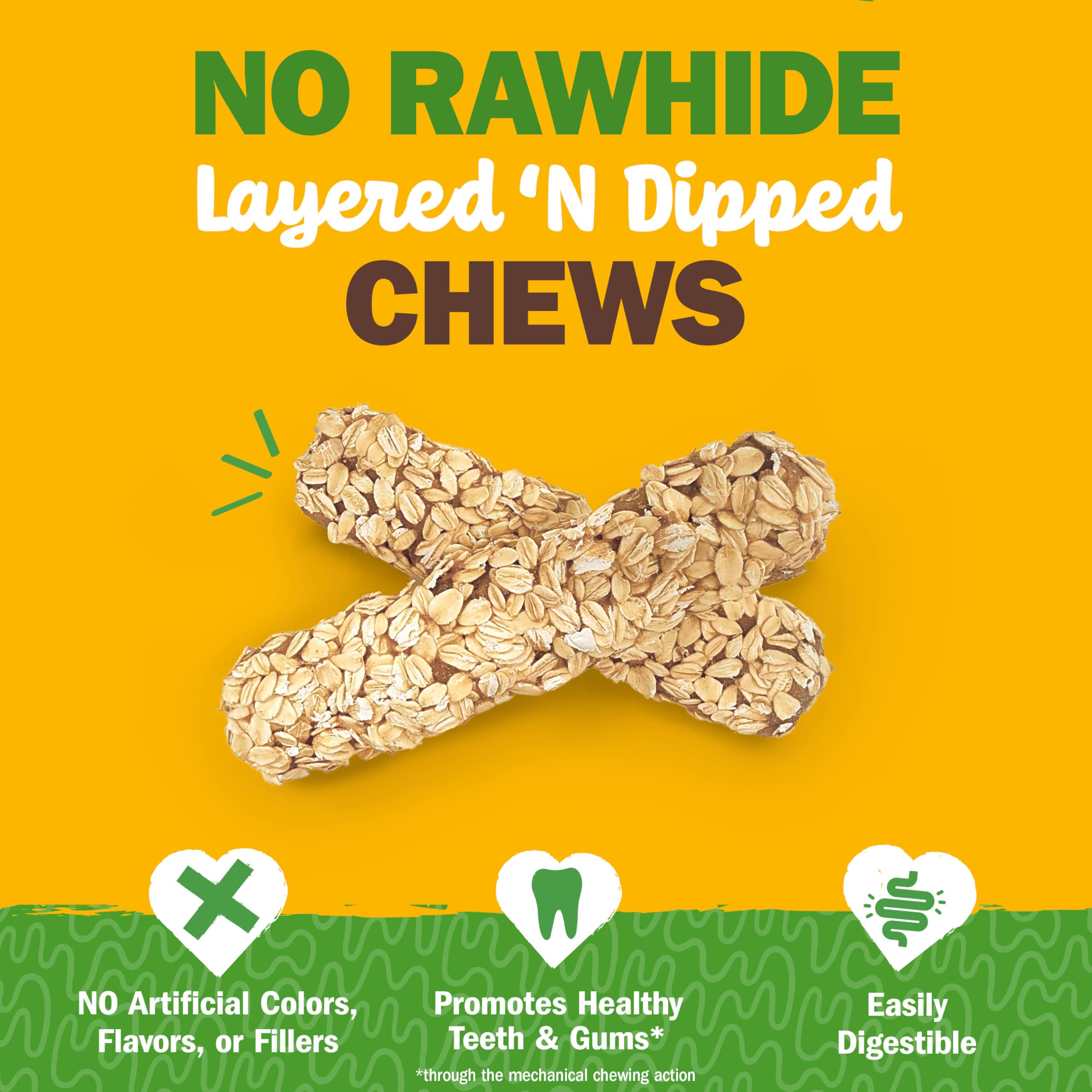 Cadet Chewalicious Layered N Dipped with Oats, Rawhide-Free Dog Chews, Limited-Ingredient & Long-Lasting Chew Treats for Dogs,
